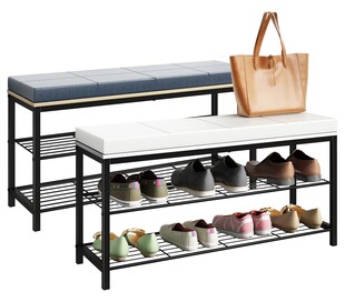 VCM Schuhregal | Maße ca. H. 48 x B. 90 x T. 30 cm | Sitzbank im Industrie Style Design | Schuhbank - Taliro 