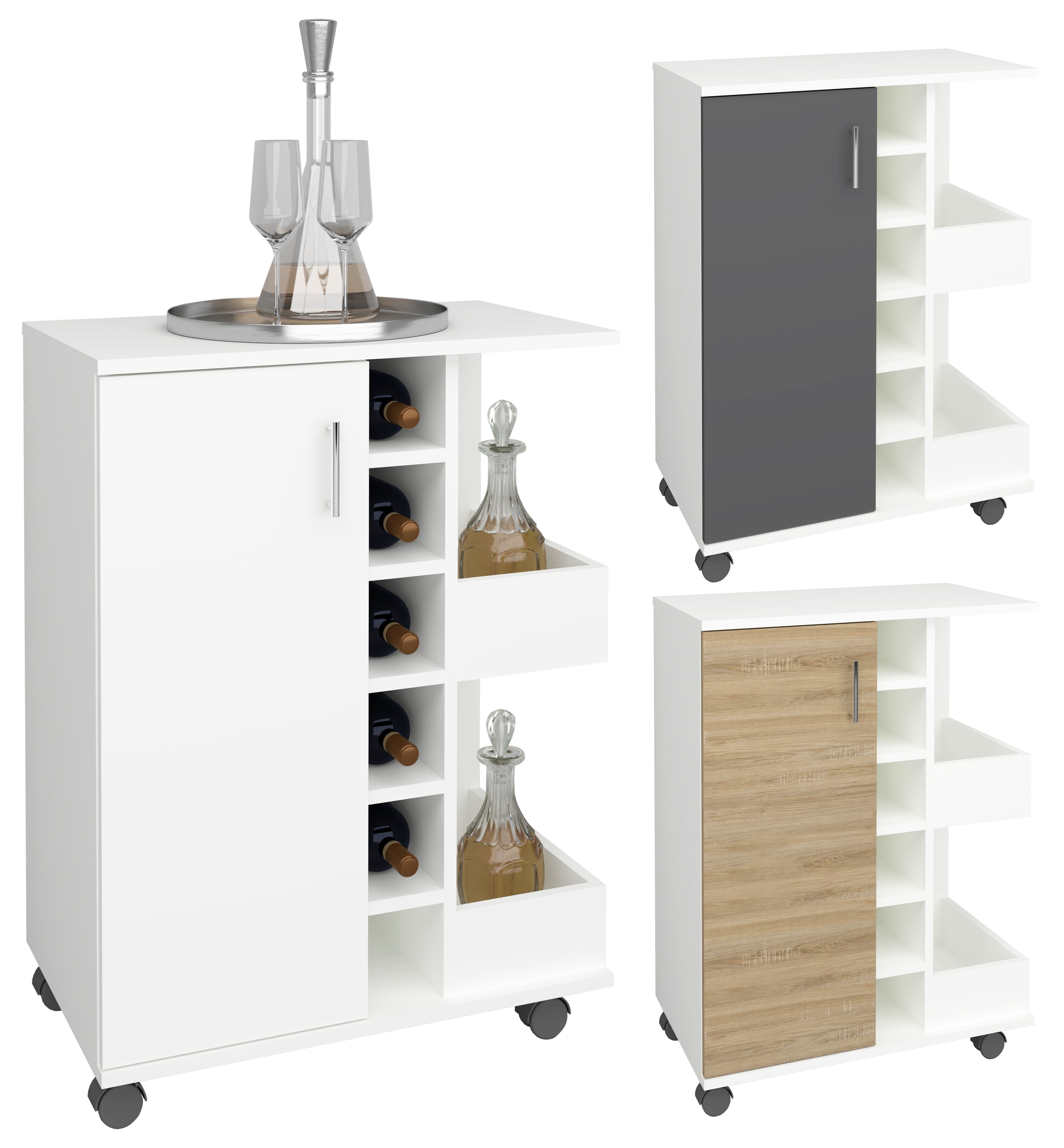 VCM K&uuml;chenwagen | Rollwagen | Ma&szlig;e K&uuml;chenwagen ca. H. 85 x B. 63 x T. 40 cm | ausreichend Stauraum | rollbar | Servierwagen - Esilo M 