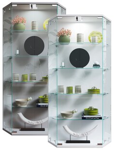 VCM Glasvitrine hängend | Vitrine Glas mit ESG-Sicherheitsglas | Maße ca.  H. 114 x B. 83 x T. 17 cm | Hängevitrine Glas | Modern und platzsparend | Glas Vitrinenschrank -   Benila L 