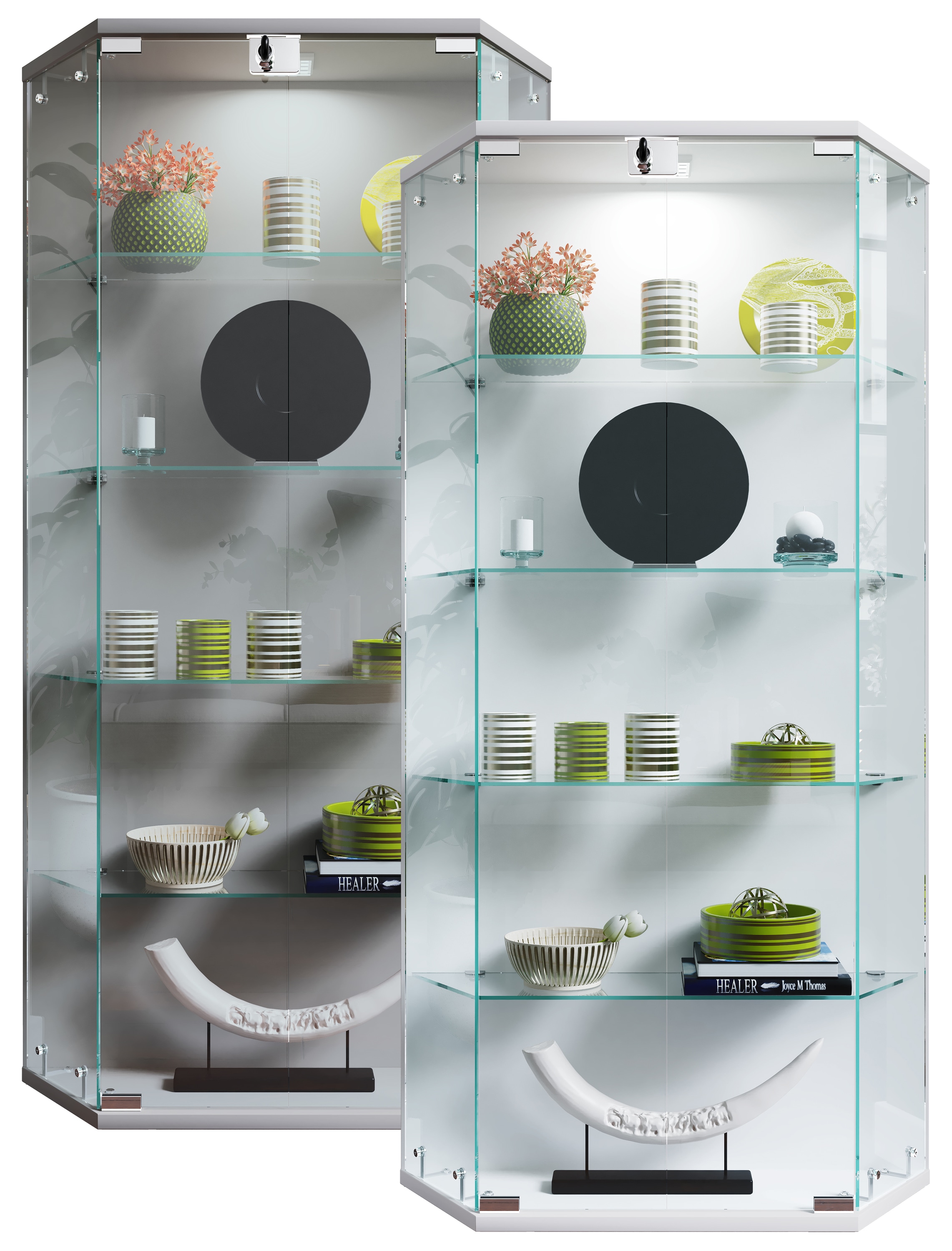 VCM Glasvitrine h&auml;ngend | Vitrine Glas mit ESG-Sicherheitsglas | Ma&szlig;e ca.  H. 114 x B. 83 x T. 17 cm | H&auml;ngevitrine Glas | Modern und platzsparend | Glas Vitrinenschrank -   Benila L 