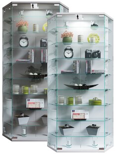 VCM Glasvitrine hängend | Vitrine Glas mit ESG-Sicherheitsglas | Maße ca. H. 114 x B. 83 x T. 17 cm | Hängevitrine Glas | Modern und platzsparend | Glas Vitrinenschrank - Benila XL 