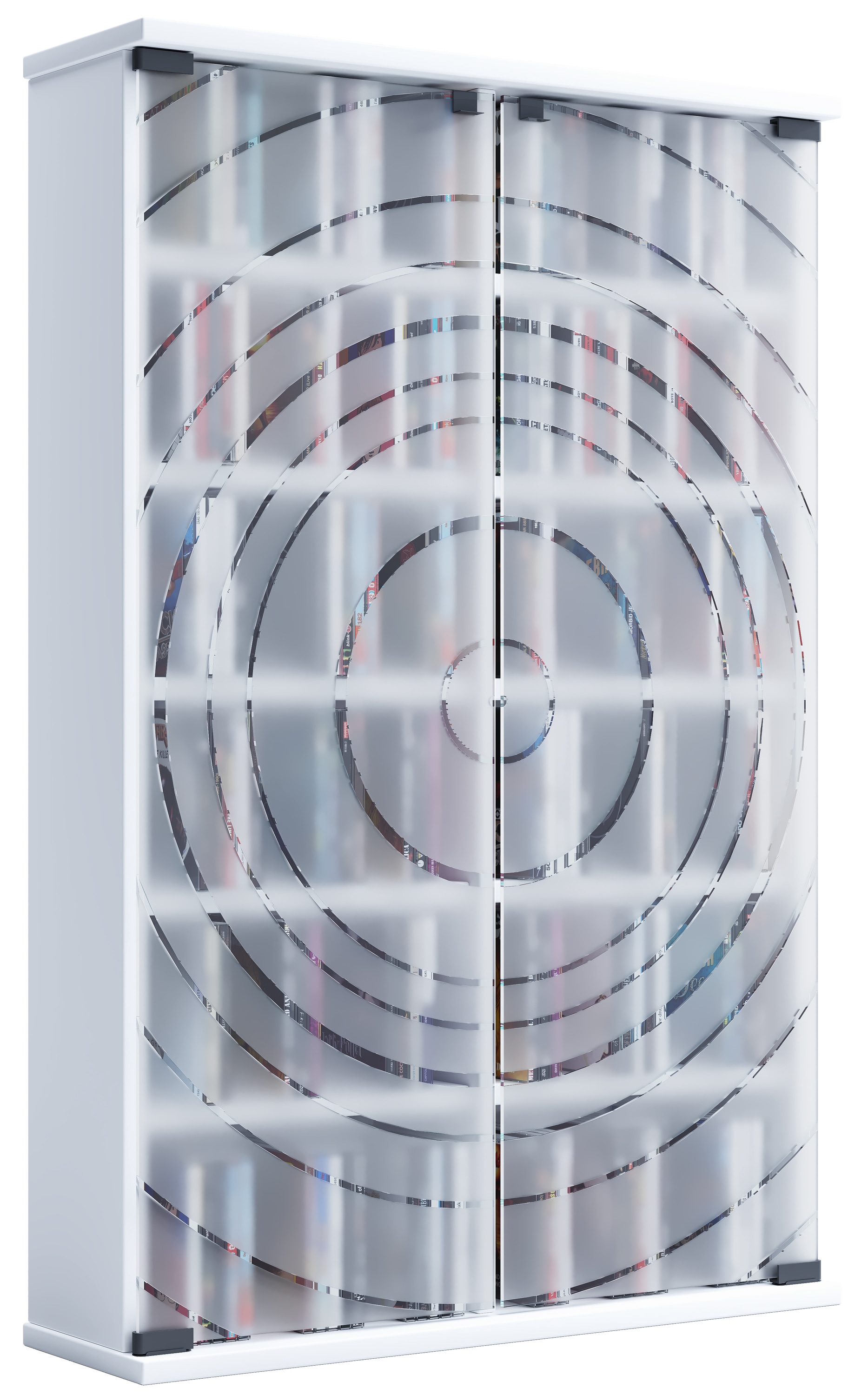 VCM Holz CD DVD Stand Regal | platzsparender CD Schrank mit 2 ESG-Sicherheitsglast&uuml;ren f&uuml;r 300 CDs oder 130 DVDs oder 72-Videos | Ma&szlig;e: H. 92 x B. 60 x T. 18 cm | 10 variable Einlegb&ouml;den &ndash; Tilano L 