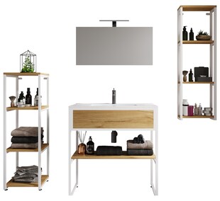 VCM 5-tlg. Waschplatz Waschtisch Badmöbel Set Waschbecken Bitila 80 V1 