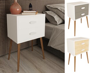 VCM Nachtschrank | Beistelltisch mit Schubladen | Nachttisch | Maße ca. H. 70 x B. 45 x T. 30 cm - Singol XXL 