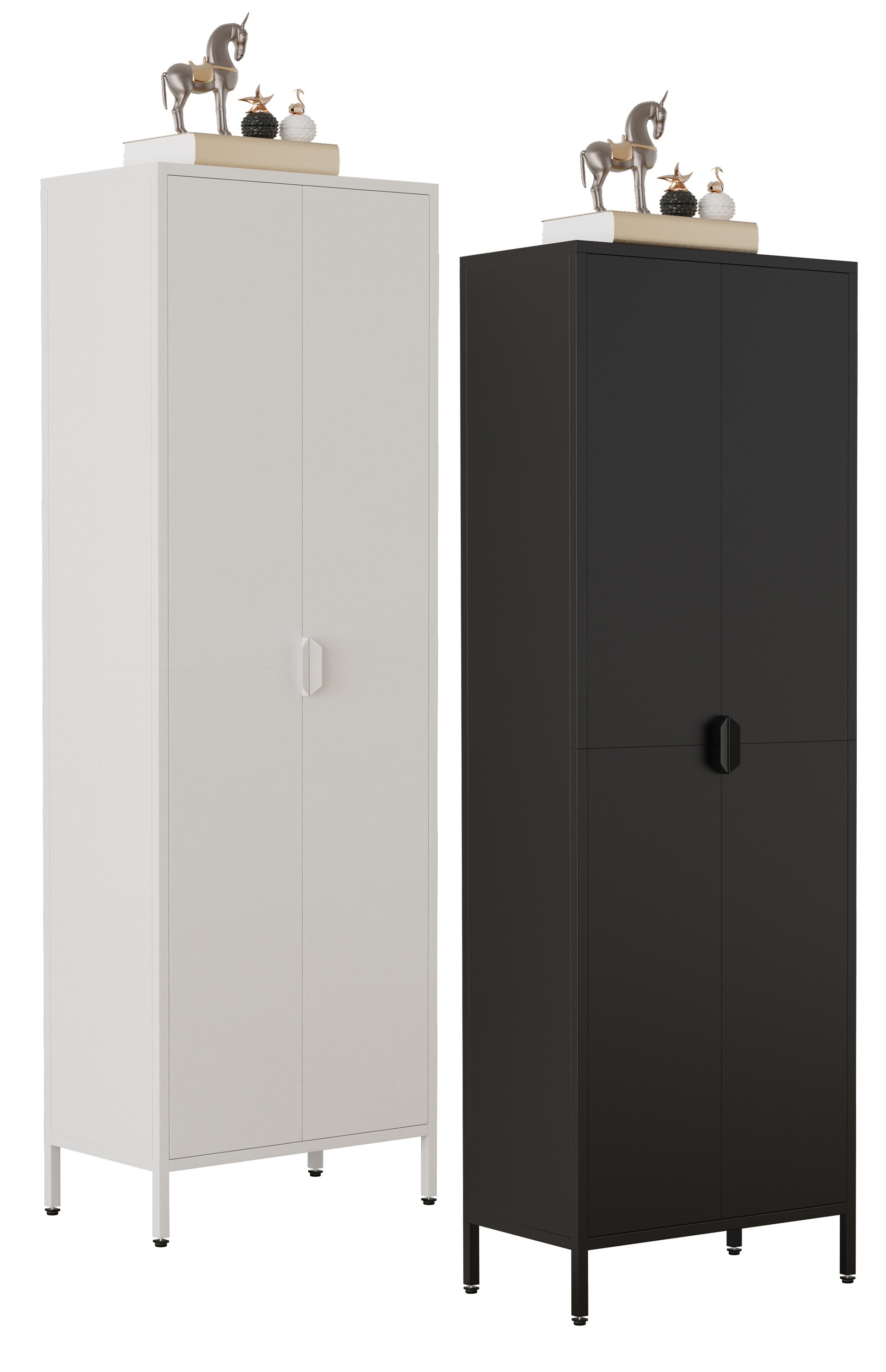 VCM B&uuml;roschrank mit 4 F&auml;chern | B&uuml;cherschrank | Metallschrank | Ma&szlig;e ca. H. 180 x B. 60 x T. 35 cm - Flokas XL 