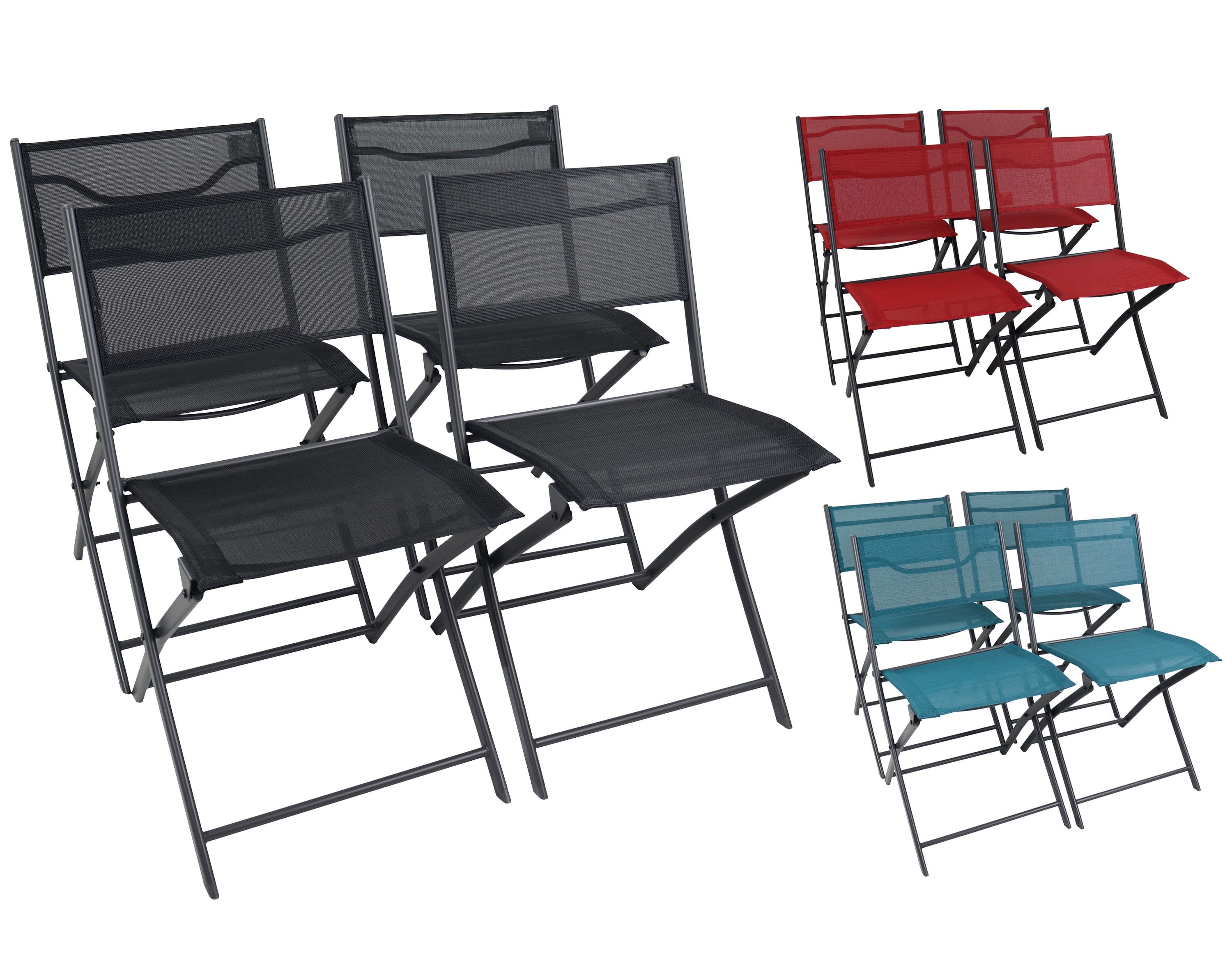 VCM 4er Set Gartenstuhl | Balkonstuhl klappbar | Ma&szlig;e ca. H. 79 x B. 45 x T. 46 cm | Campingstuhl | Gartenm&ouml;bel - Sumila 