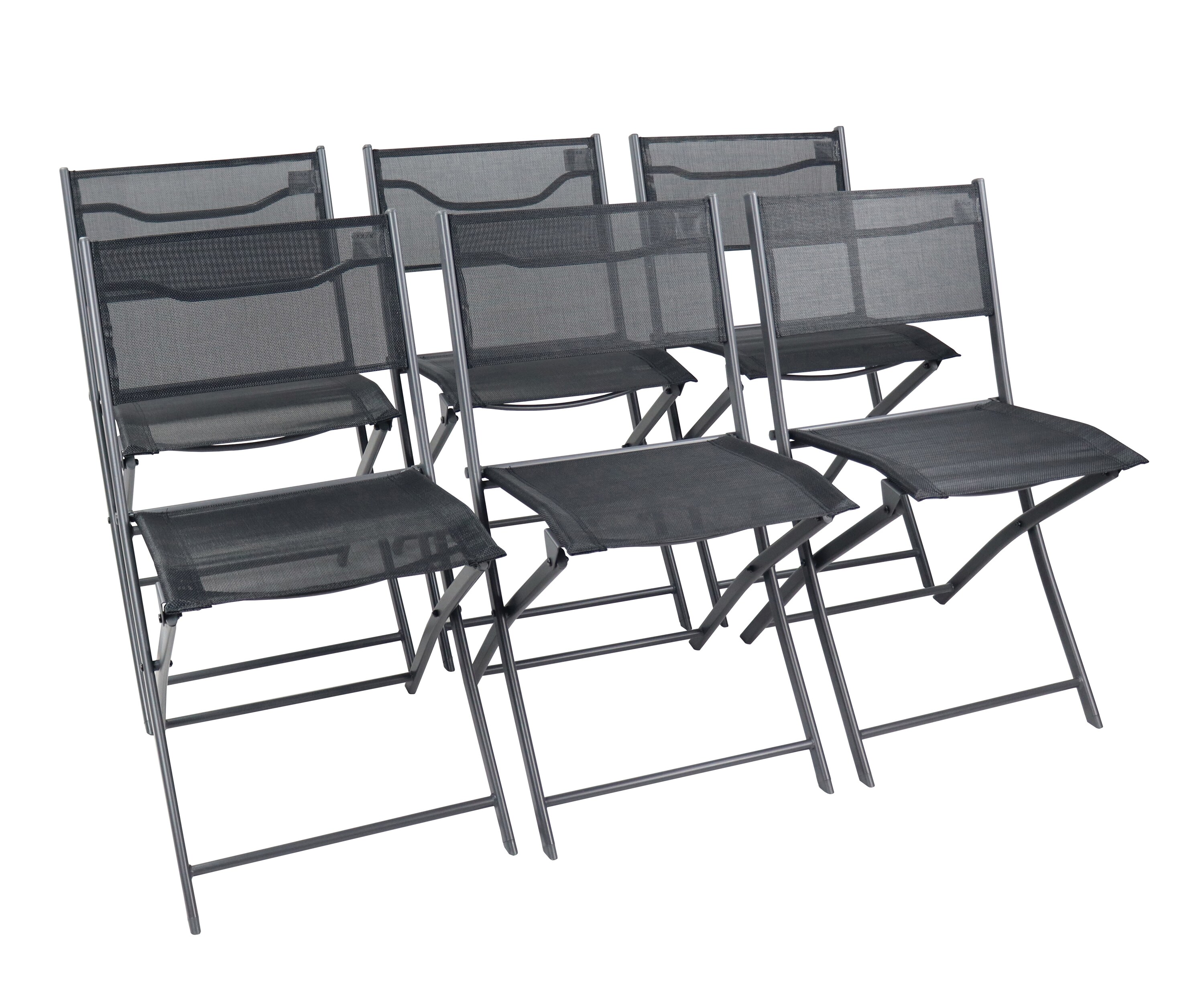 Set 6 Sedie Pieghevoli Da Giardino VCM Sumila - Colore Turchese, In Metallo Con Tessuto Textilene, H79 X L45 X P46 Cm