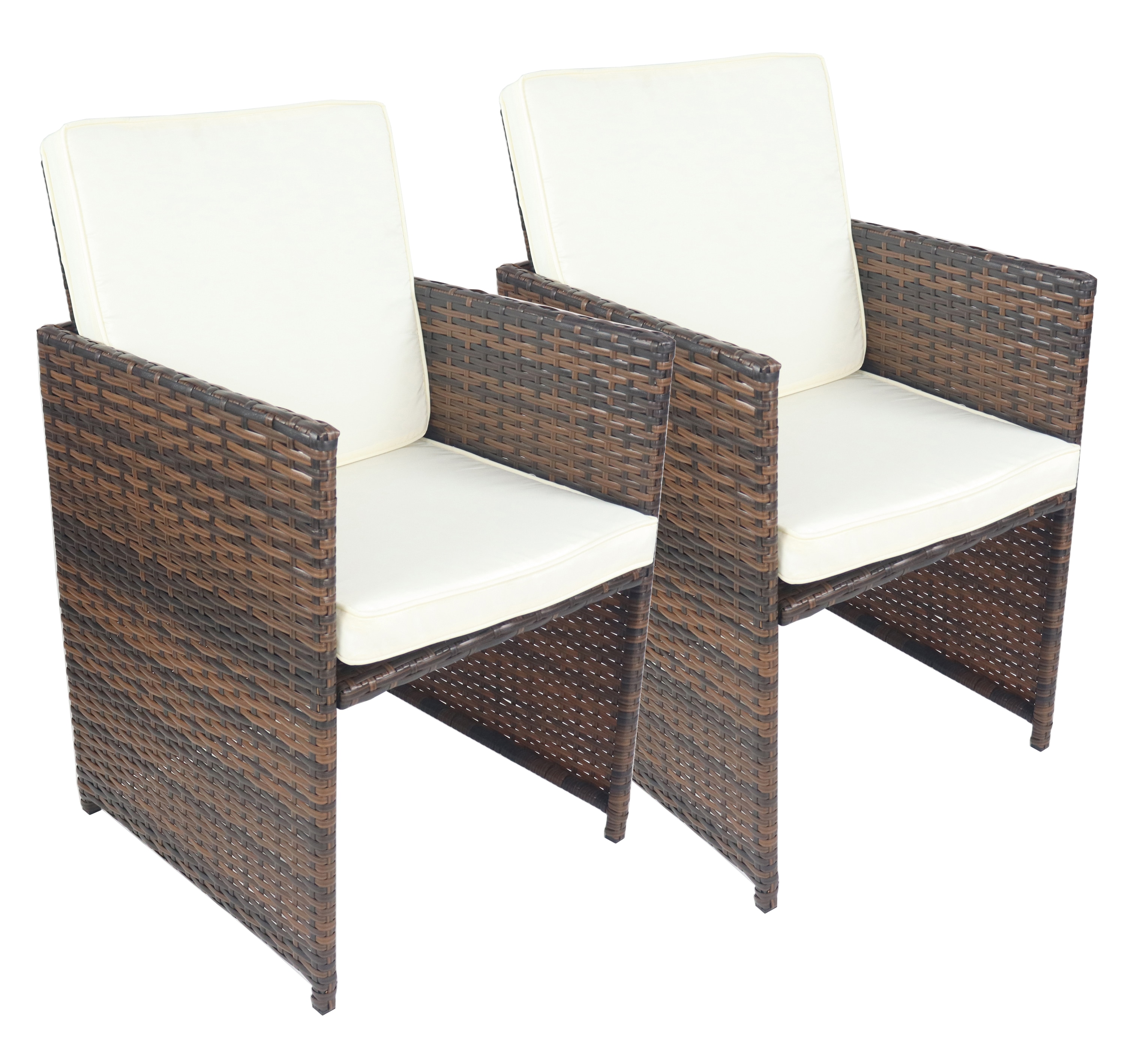 VCM 2-tlg. Set Gartenstuhl | Loungestuhl Sessel | Ma&szlig;e pro Stuhl ca. H. 84 x B. 53 x T. 53 cm | Rattan | Balkonstuhl mit Sitzkissen - Raloso 
