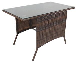 VCM Gartentisch | Tisch aus Rattan mit Glasplatte | Maße ca. H. 74 x B. 114 x T. 64 cm | Gartentisch | Gartenmöbel – Raloso 114x64 