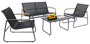 VCM 4-tlg Gartenmöbel Set | Sitzgruppe Essgruppe | 1xTisch, 2x Stühle, 1x Sofa | Tisch Maße ca. H. 41 x B. 74 x T. 45 cm | Garten Set – Lexila 