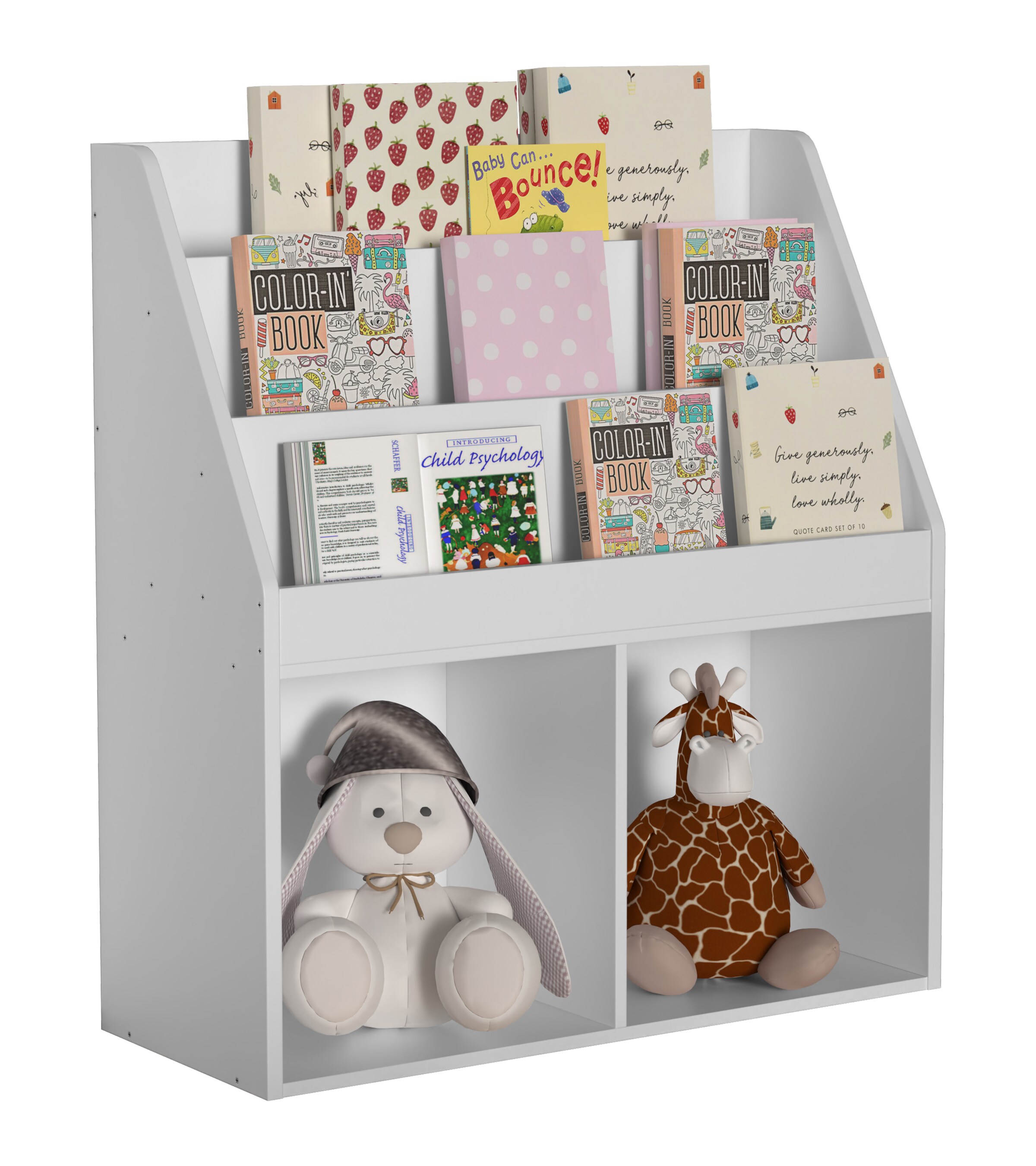 VCM Holzregal | platzsparendes Kinder Regal | Ma&szlig;e: H. 80 x B. 73 x T. 30 cm | Elegantes Regal stehend | Aufbewahrungsbox | B&uuml;cherregal | Aufbewahrungsregal - Besira M 