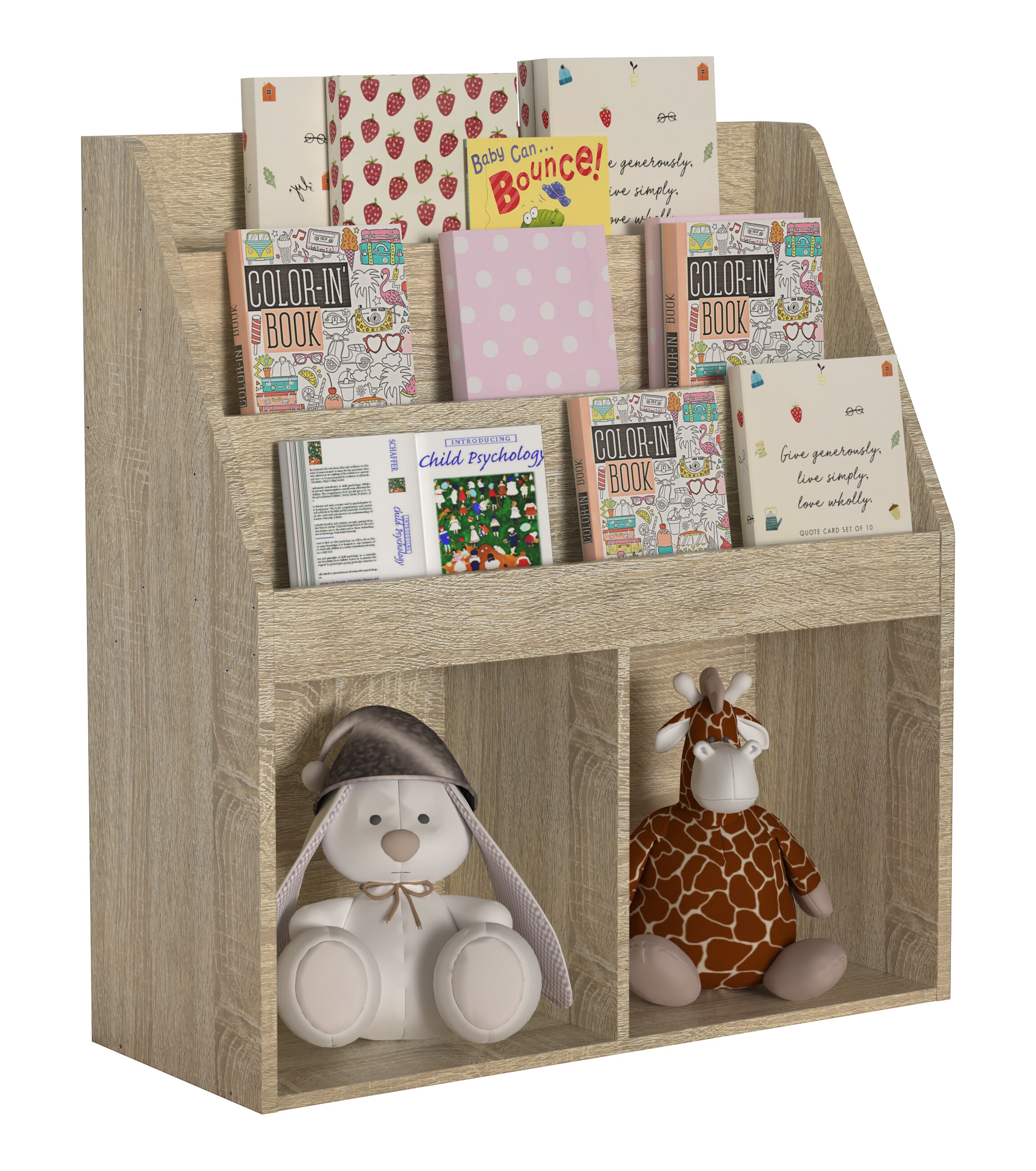 VCM Holzregal | platzsparendes Kinder Regal | Ma&szlig;e: H. 80 x B. 73 x T. 30 cm | Elegantes Regal stehend | Aufbewahrungsbox | B&uuml;cherregal | Aufbewahrungsregal - Besira M 