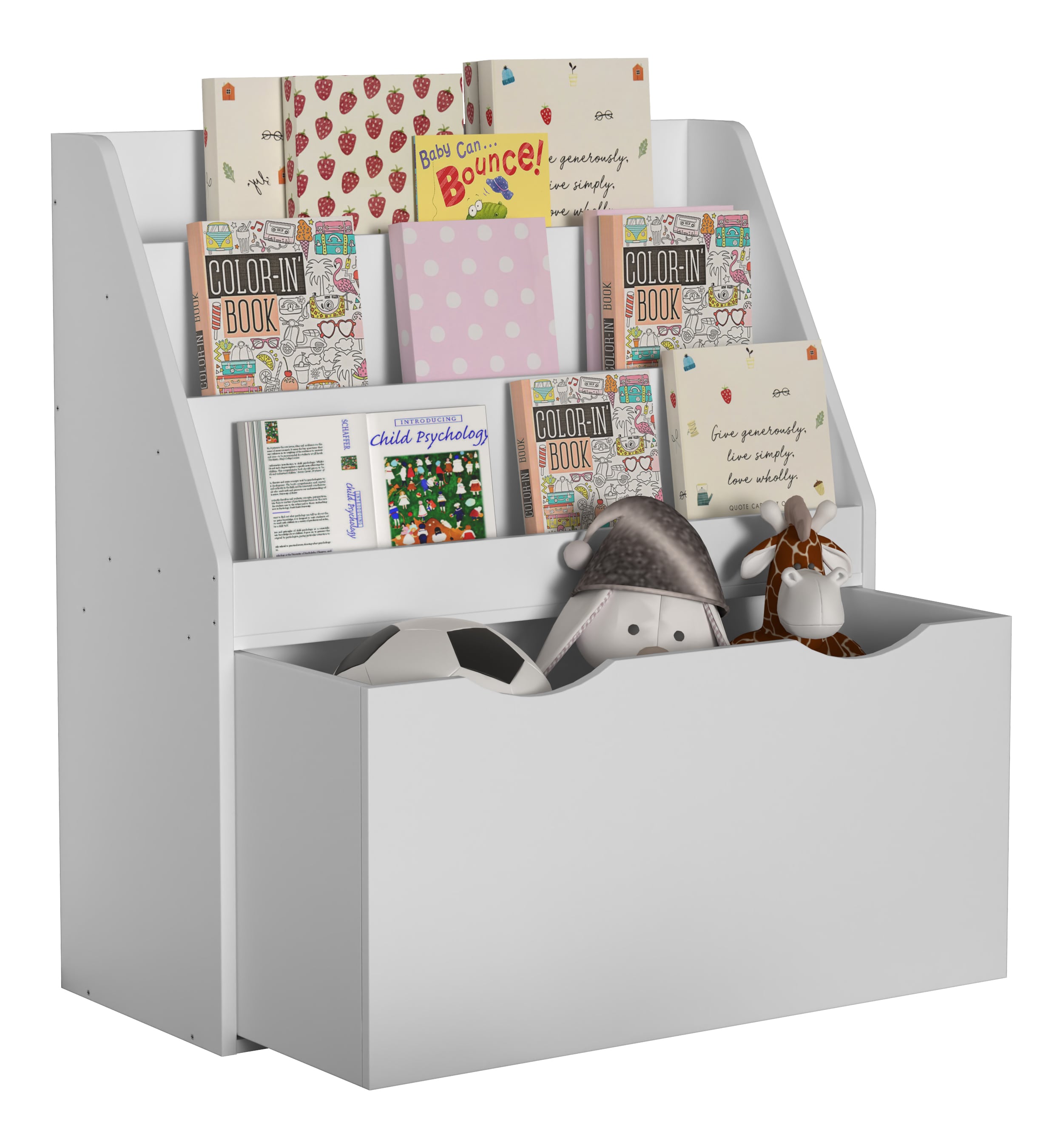 VCM Holzregal mit Rollen Schublade | platzsparendes Kinder Regal | Ma&szlig;e: H. 80 x B. 73 x T. 30 cm | Elegantes Regal stehend | Aufbewahrungsbox | B&uuml;cherregal | Aufbewahrungsregal - Besira L 