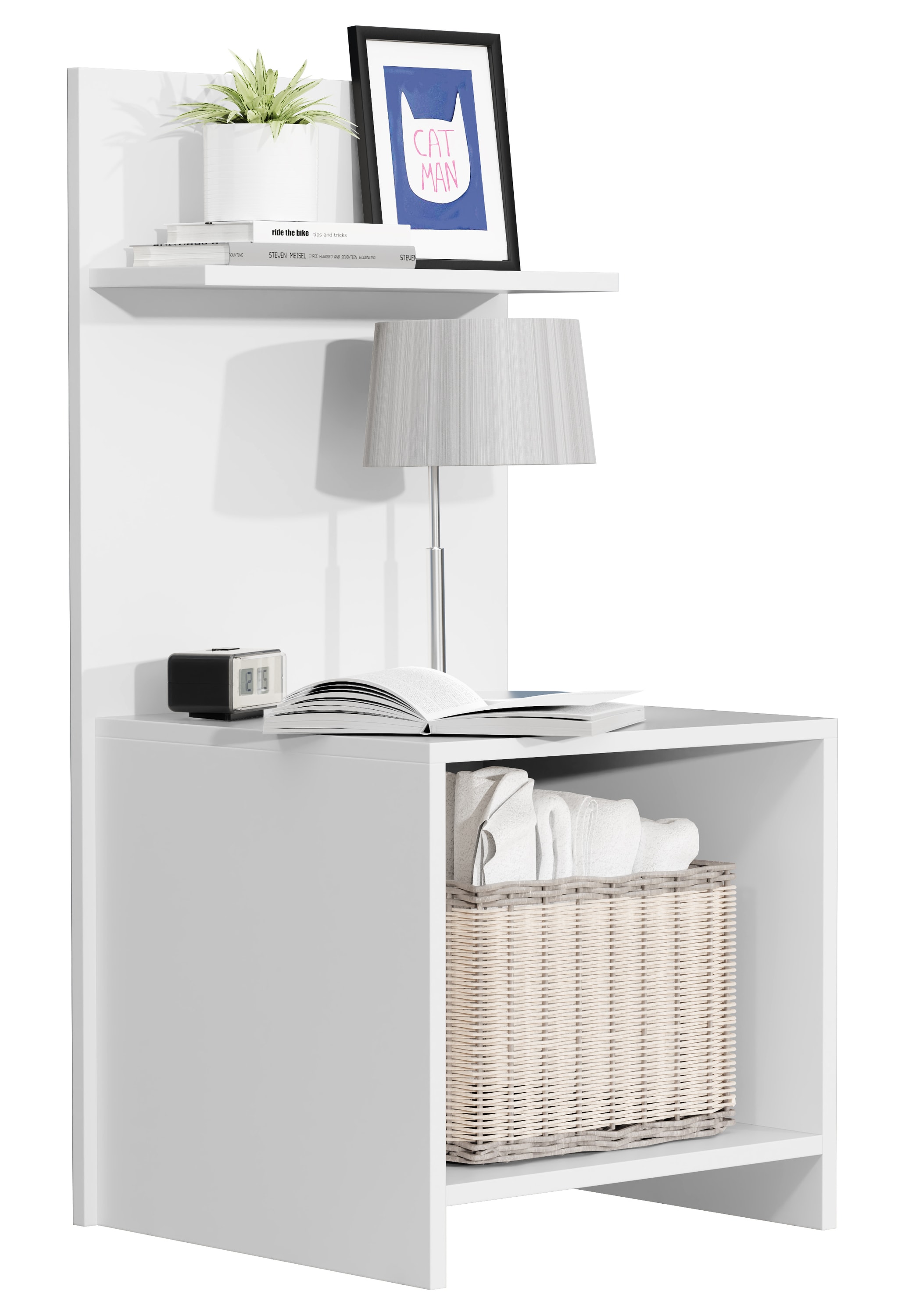 VCM Nachtschrank | Beistelltisch mit viel Stauraum | hoher Nachttisch | H. 91 x B. 45 x T. 40 cm | Nachk&auml;stchen mit Ablage aus Holz - Malisa 