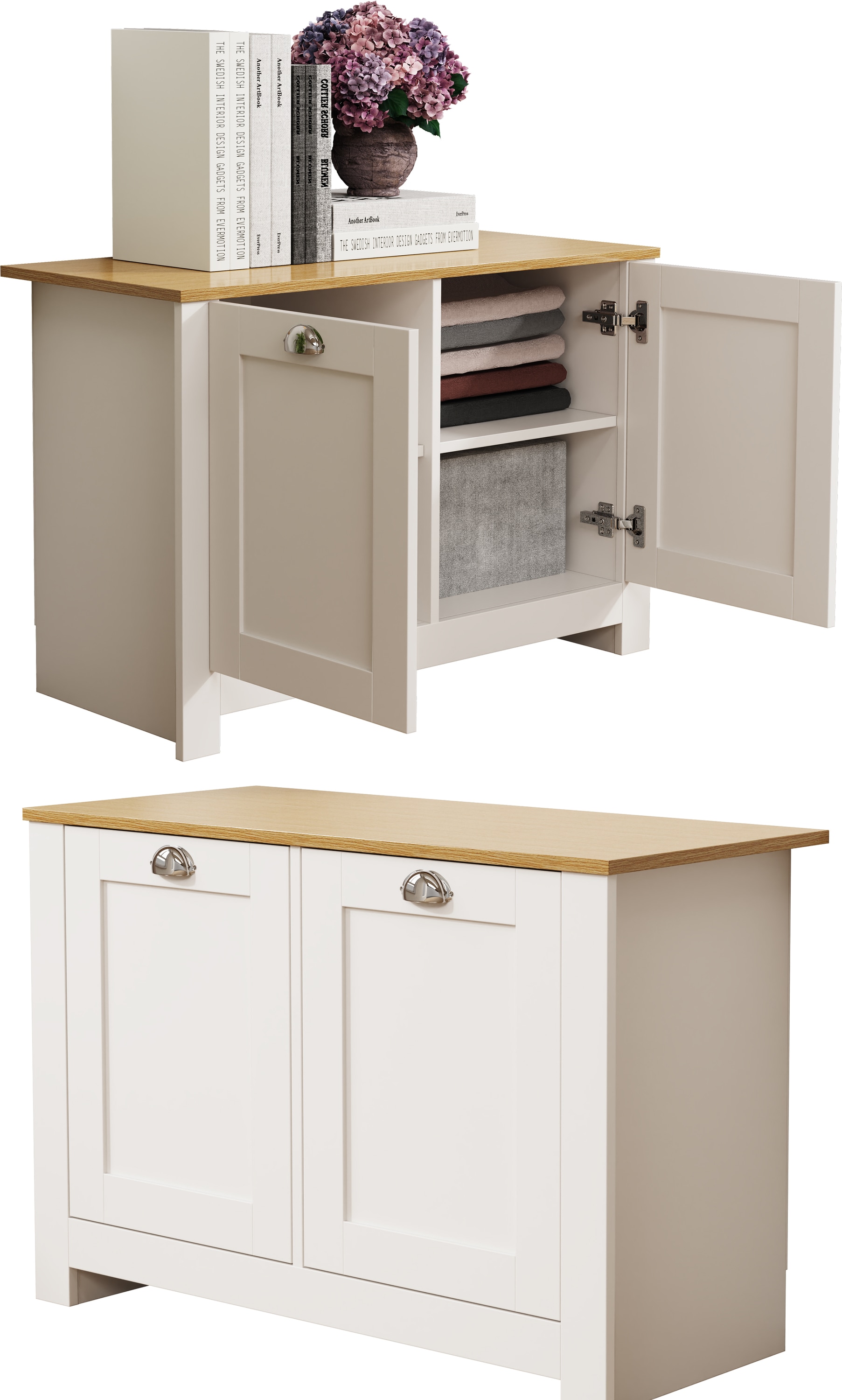 VCM Holz Kommode | Sideboard  mit Dreht&uuml;ren | Ma&szlig;e ca. H. H. 60 x B. 89 x T. 40 cm - Balusa M 