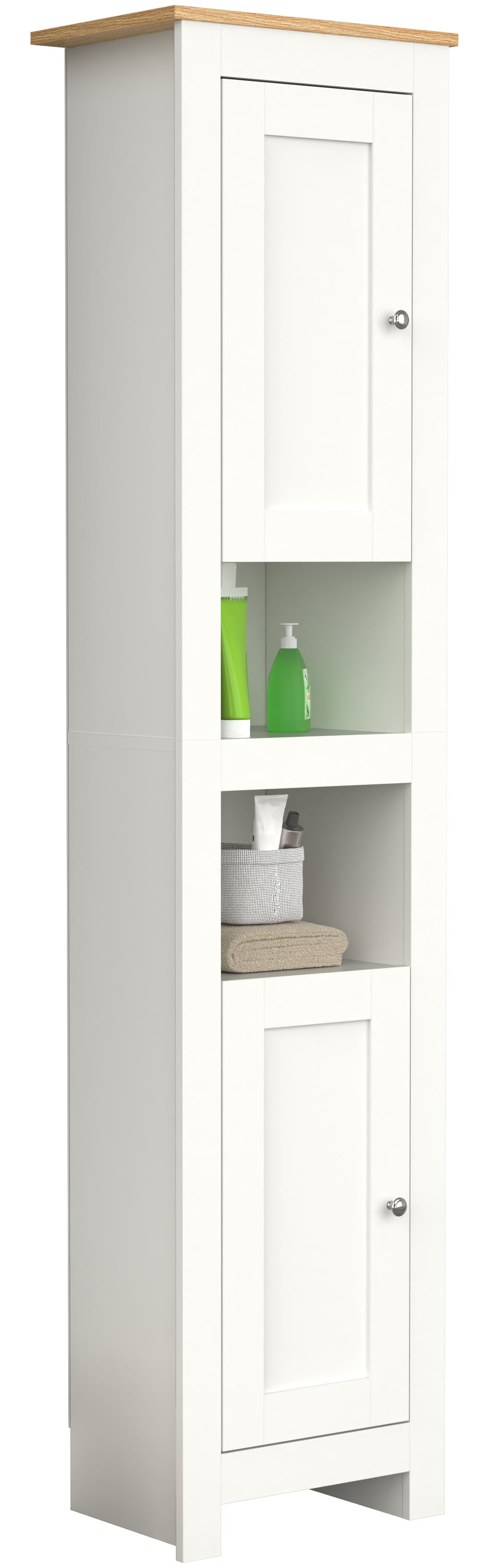 VCM Holz Badezimmerschrank | Badm&ouml;bel | Stand Badschrank | Hochschrank | Ma&szlig;e ca. H. 180 x B. 42 x T. 30 cm - Balusa 