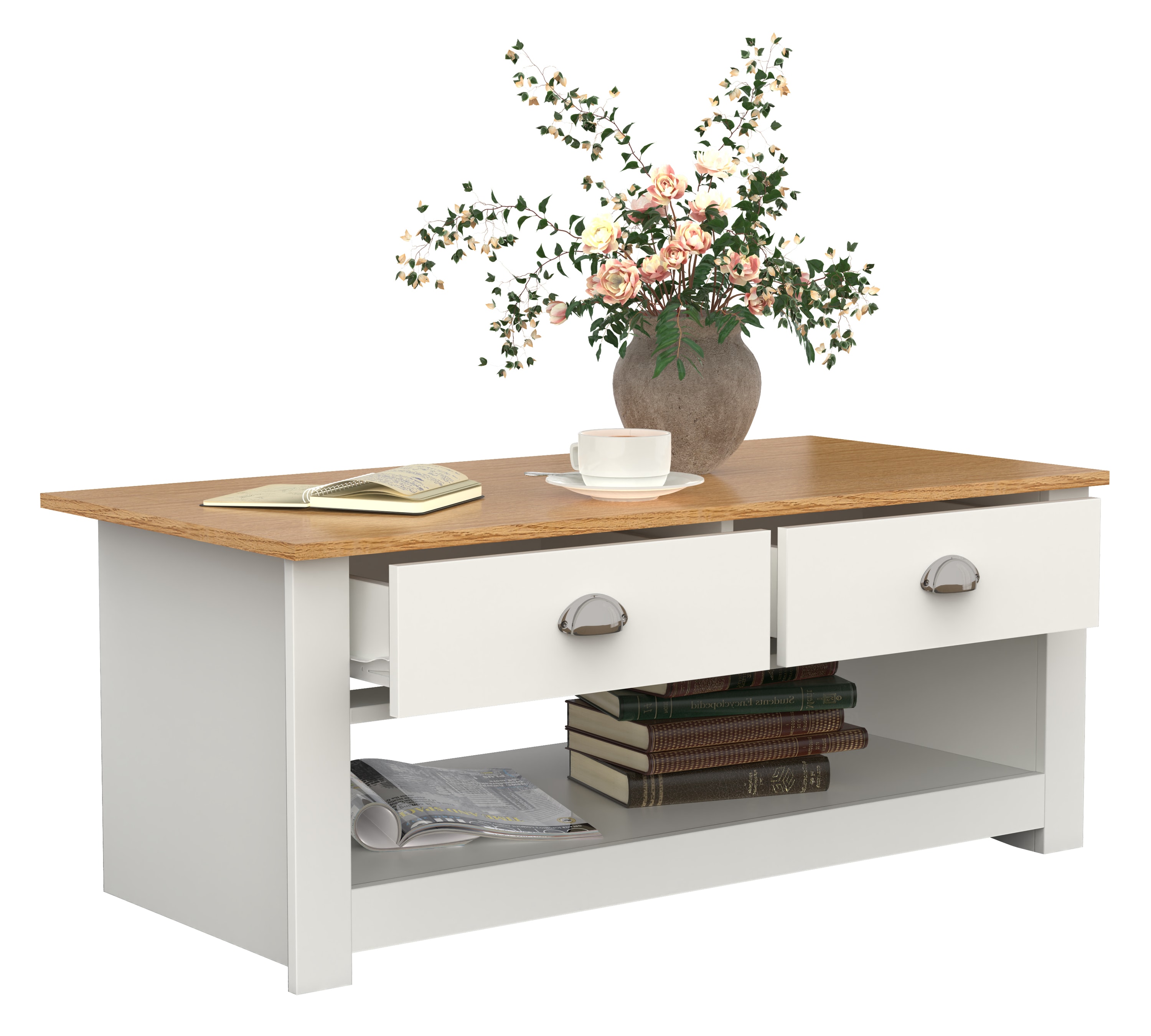 VCM Holz Beistelltisch Couchtisch Sofatisch Wohnzimmertisch Schublade Balusa 