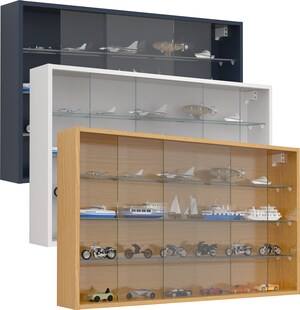 VCM Glasvitrine hängend | Vitrine Glas | Maße: H. 60 x B. 100 x T. 15 cm | Hängevitrine Glas | Modern und platzsparend | Glas Vitrinenschrank - Drivalo XL 