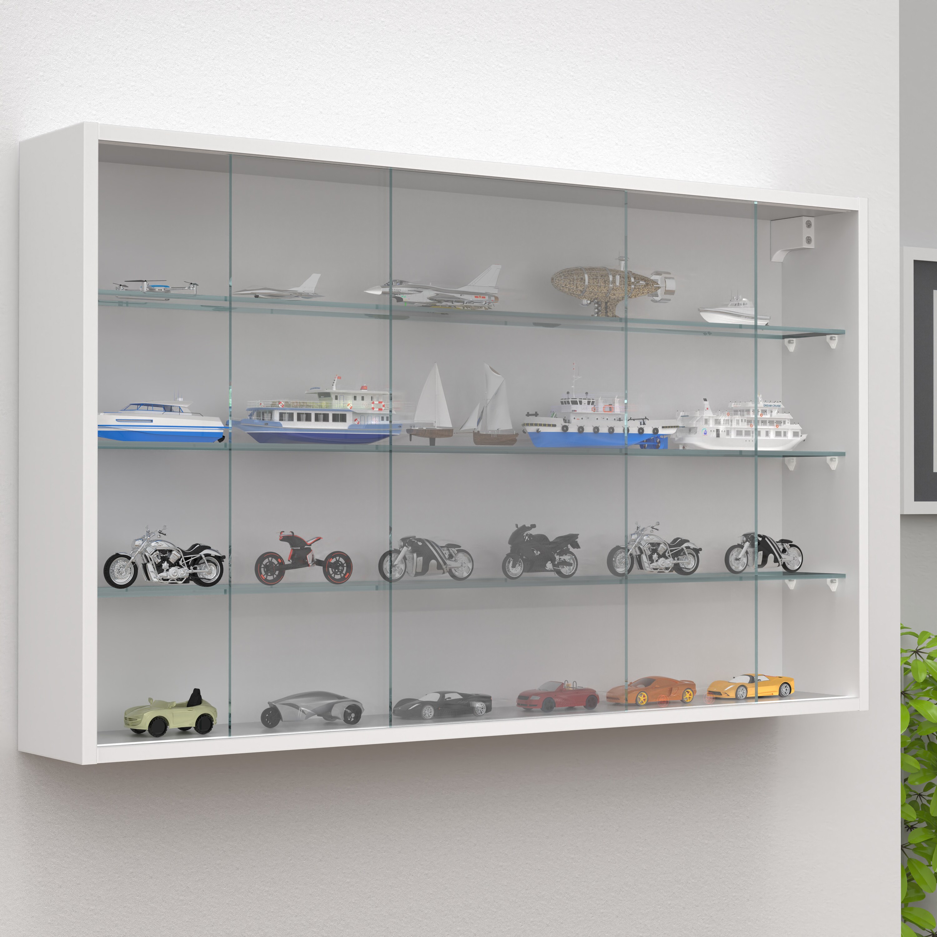 VCM Glasvitrine hängend | Vitrine Glas | Maße: H. 60 x B. 100 x T. 15 cm | Hängevitrine Glas | Modern und platzsparend