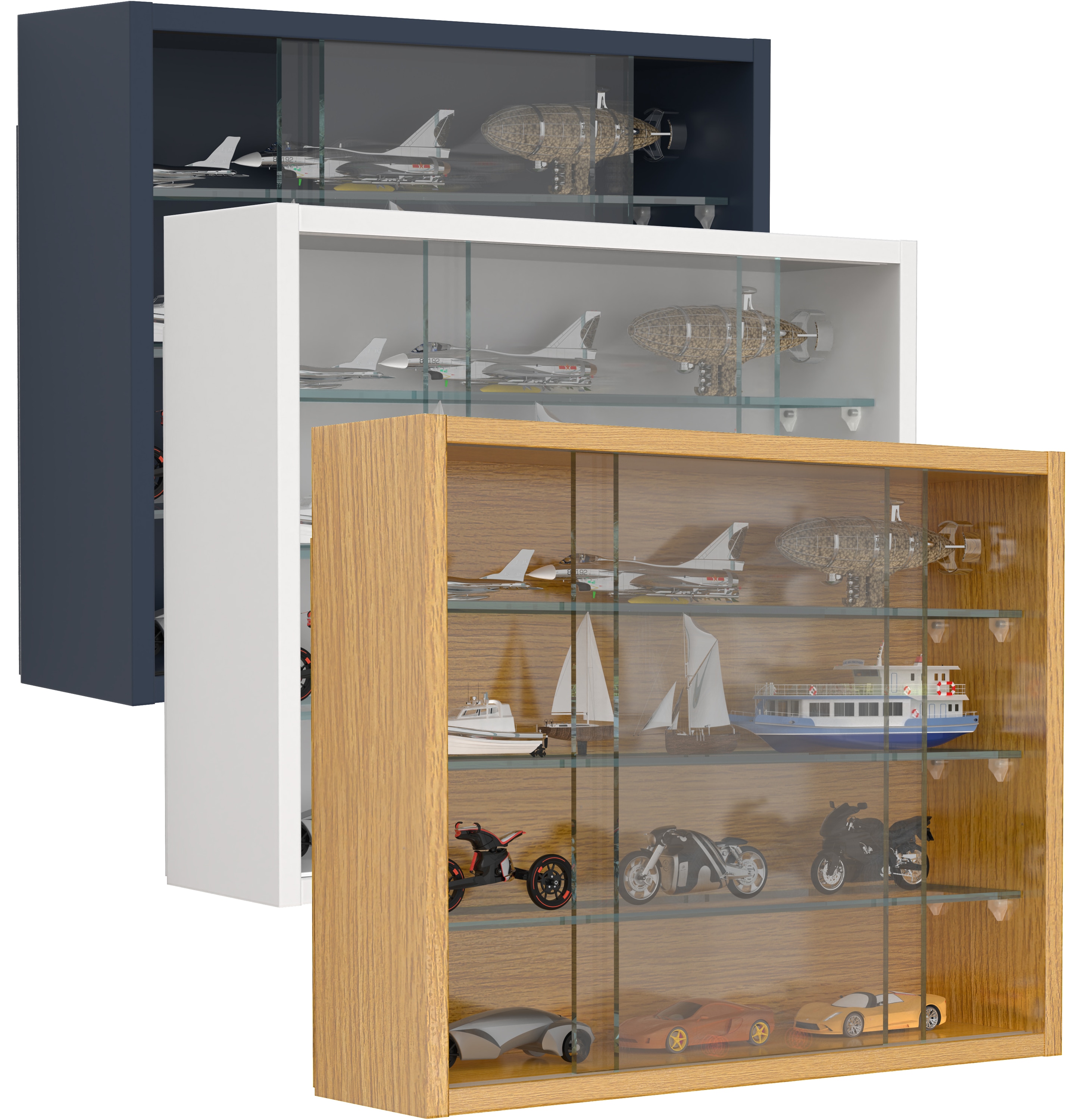 VCM Glasvitrine h&auml;ngend | Vitrine Glas | Ma&szlig;e: H. 40 x B. 50 x T. 12 cm | H&auml;ngevitrine Glas | Modern und platzsparend | Glas Vitrinenschrank - Drivalo S 