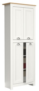 VCM Holz Flurschrank | 5 Fächer | Badezimmerschrank | Maße: H. 184 x B. 72 x T. 32 cm | 4 Drehtüren | elegante Muschelgriffe - Balusa 