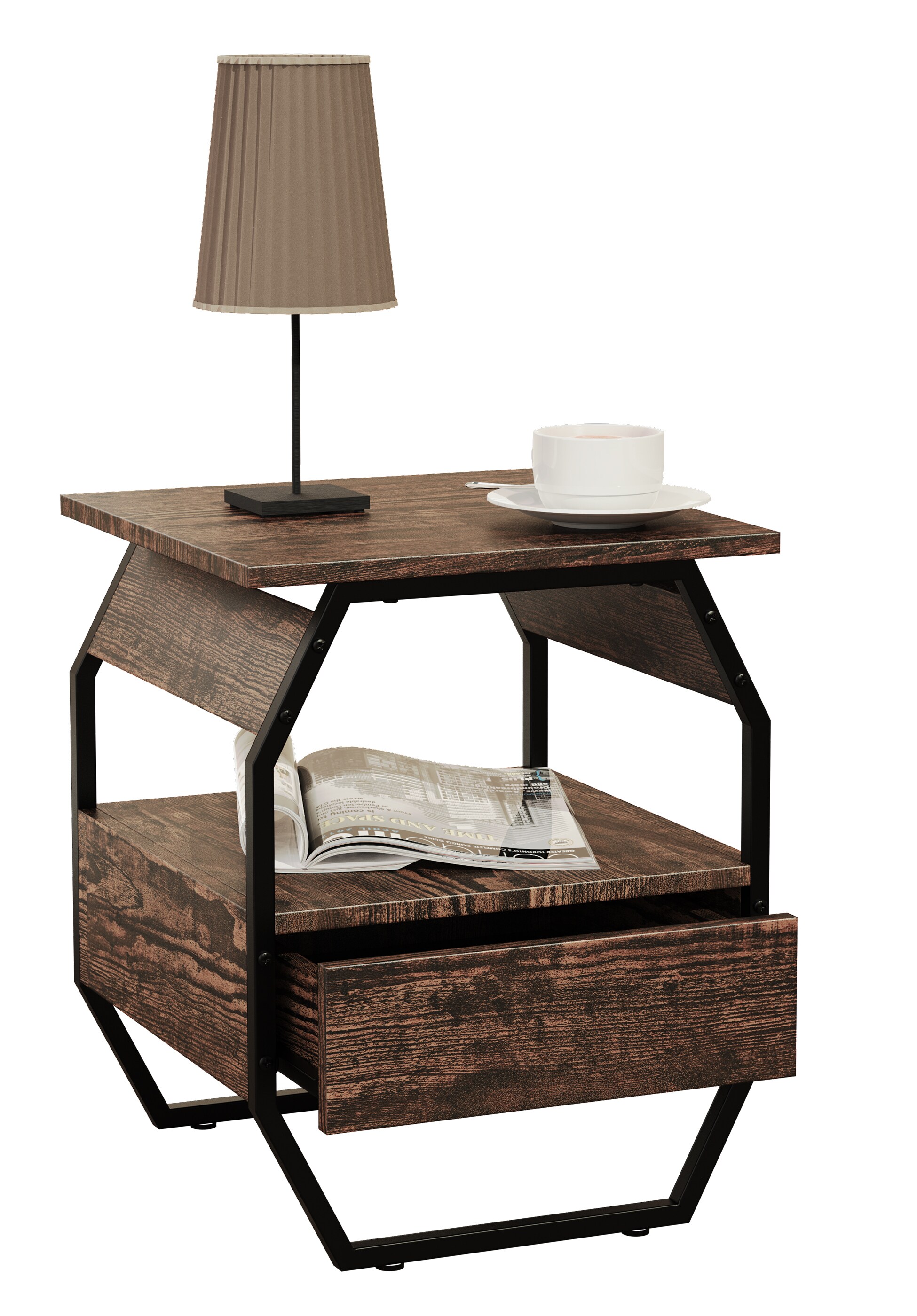 VCM Holz Metall Beistelltisch Couchtisch Sofatisch Wohnzimmertisch Kaffeetisch Aulari S 