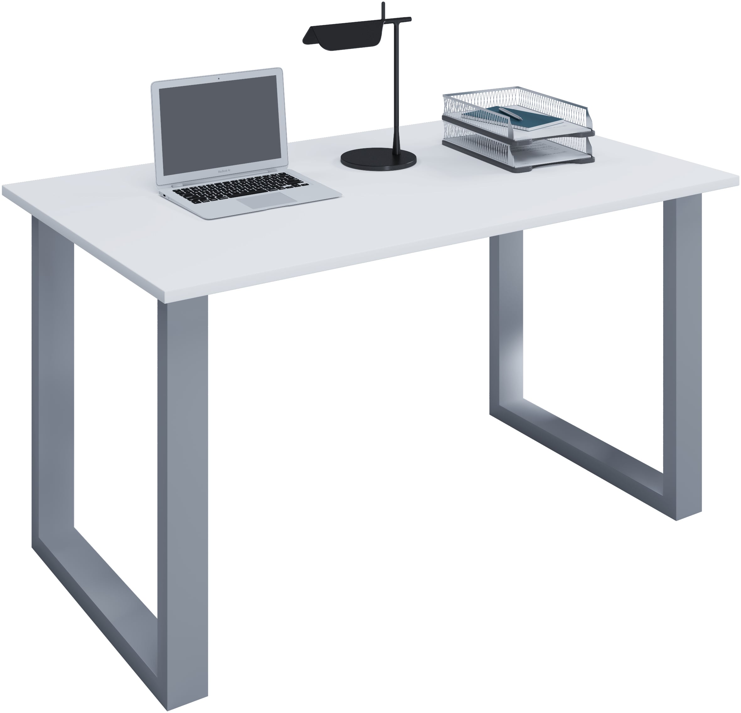 VCM Schreibtisch, 160 x 80 cm, Computertisch mit Metallgestell, B&uuml;rotisch f&uuml;r Homeoffice und Arbeitszimmer - Lona U 