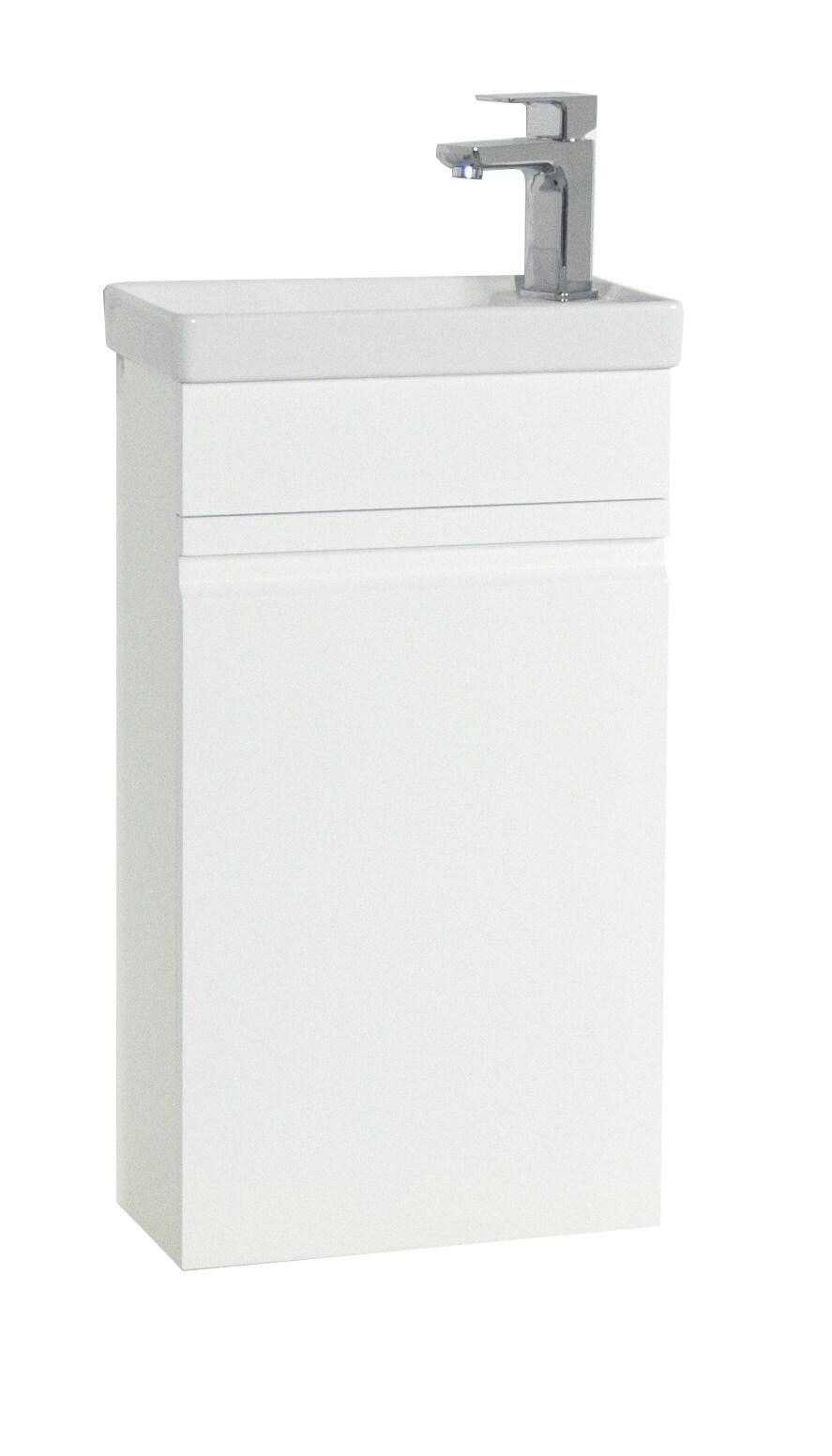 VCM 2-tlg Set | Waschplatz f&uuml;r G&auml;ste WC | G&auml;stebad | Waschtisch Toilette | grifflose Dreht&uuml;re | Badm&ouml;bel Badezimmer Set &ndash; Silora M h&auml;ngend 