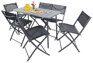 VCM 7-tlg Gartenmöbel Set | Sitzgruppe Essgruppe | 1xTisch, 6x Stühle | Tisch Maße ca. H. 72 x B. 110 x T. 55 cm | Klappbar | Garten Set - Sumila 