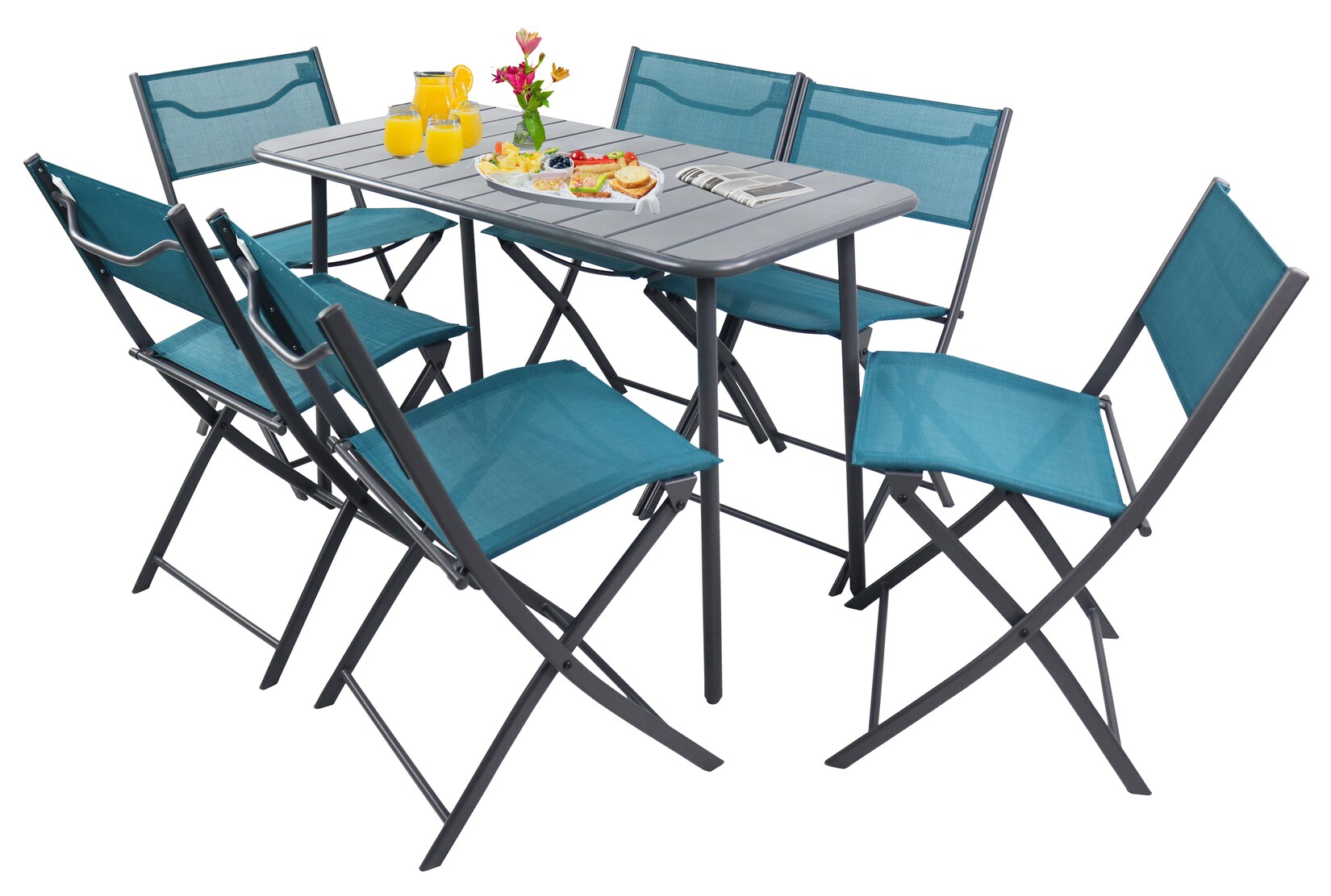 VCM Garten-Essgruppe "7 tlg. Bistroset Balkonset Gartenset Metall Sumila" 7 tlg.