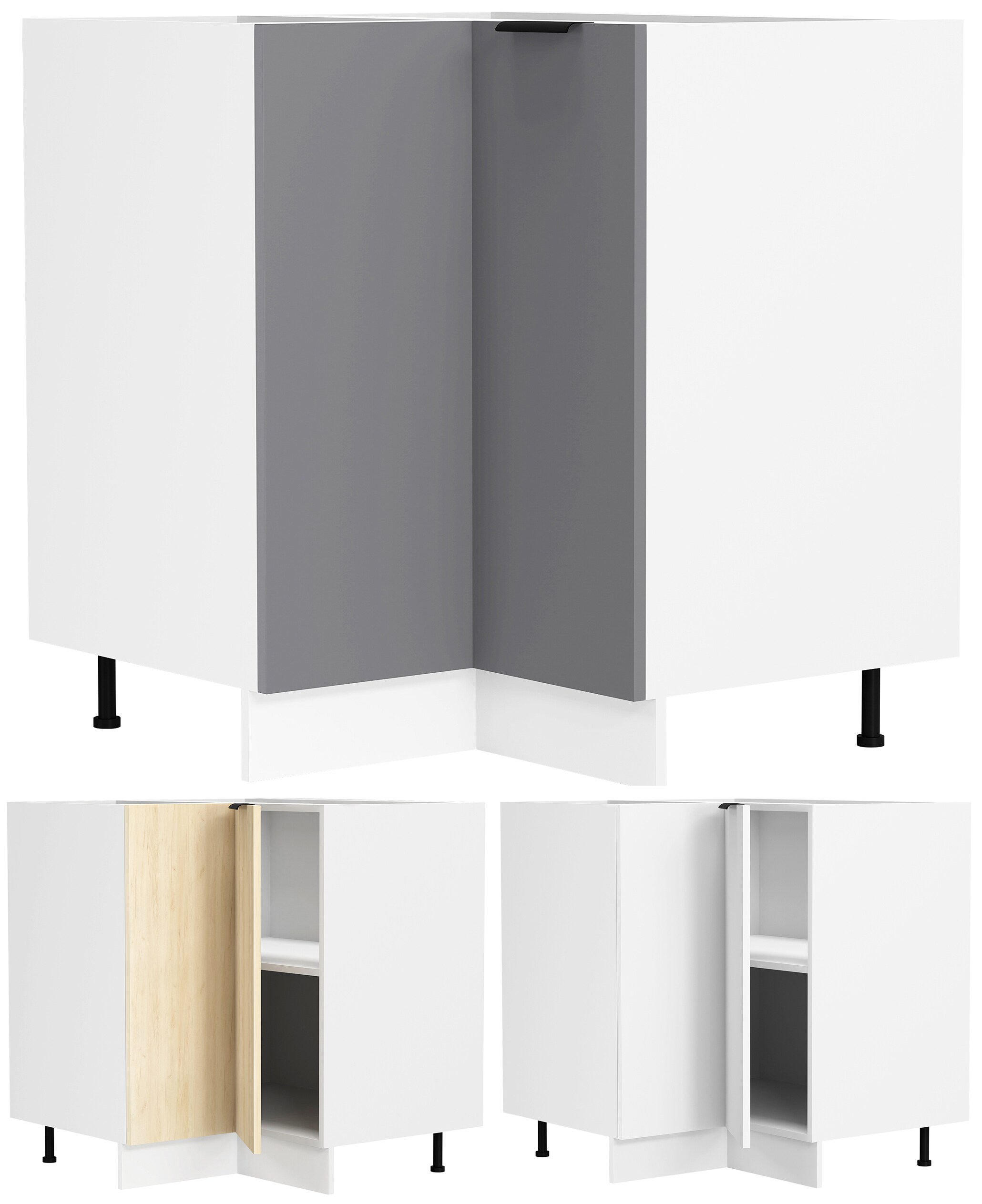 VCM Eckschrank | Ma&szlig;e ca. H. 82 x B. 76 x T. 76 cm | K&uuml;chenschrank | K&uuml;chenunterschrank | Unterschrank | K&uuml;chenm&ouml;bel - Fasola 