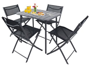 VCM 5-tlg Gartenmöbel Set | Sitzgruppe Essgruppe | 1xTisch, 4x Klappstühle | Tisch Maße ca. H. 72 x B. 80 x T. 55 cm | Garten Set – Sumila 80x55 