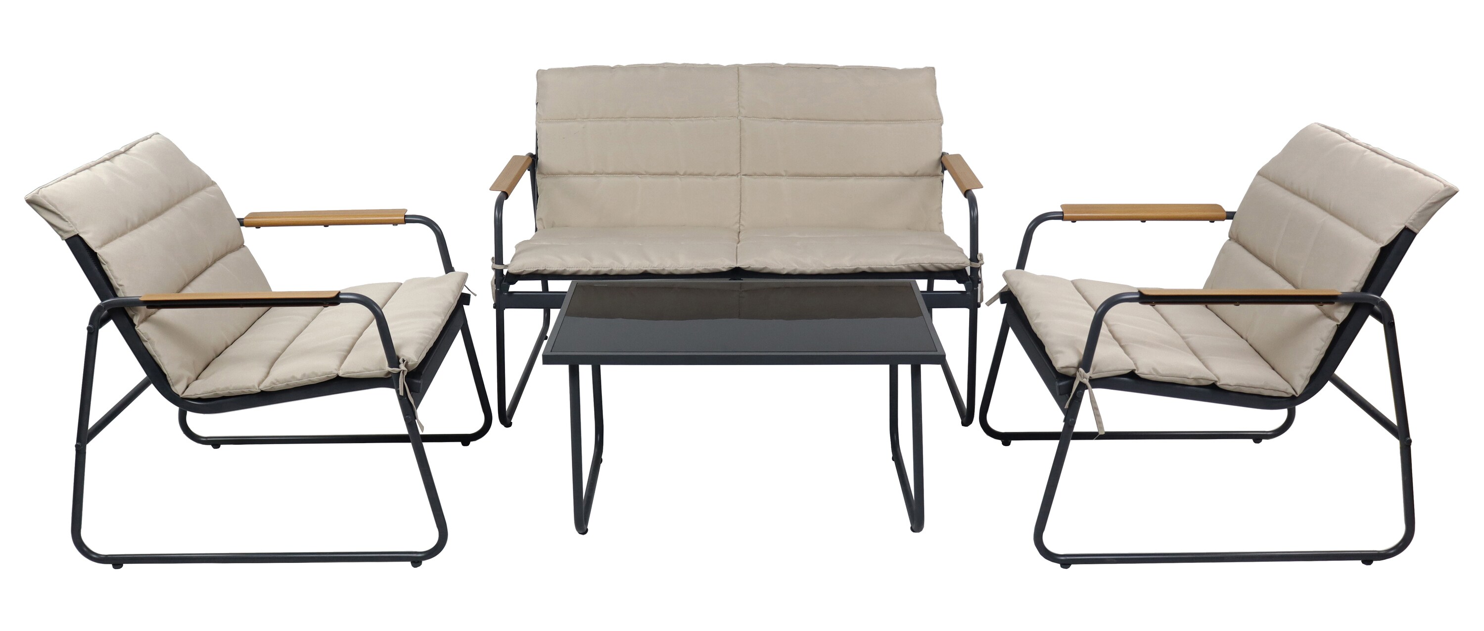 VCM 4-tlg Gartenm&ouml;bel Set | Sitzgruppe Essgruppe | 1xTisch, 2x St&uuml;hle, 1x Sofa | Tisch Ma&szlig;e ca. H. 41 x B. 74 x T. 45 cm | Garten Set 