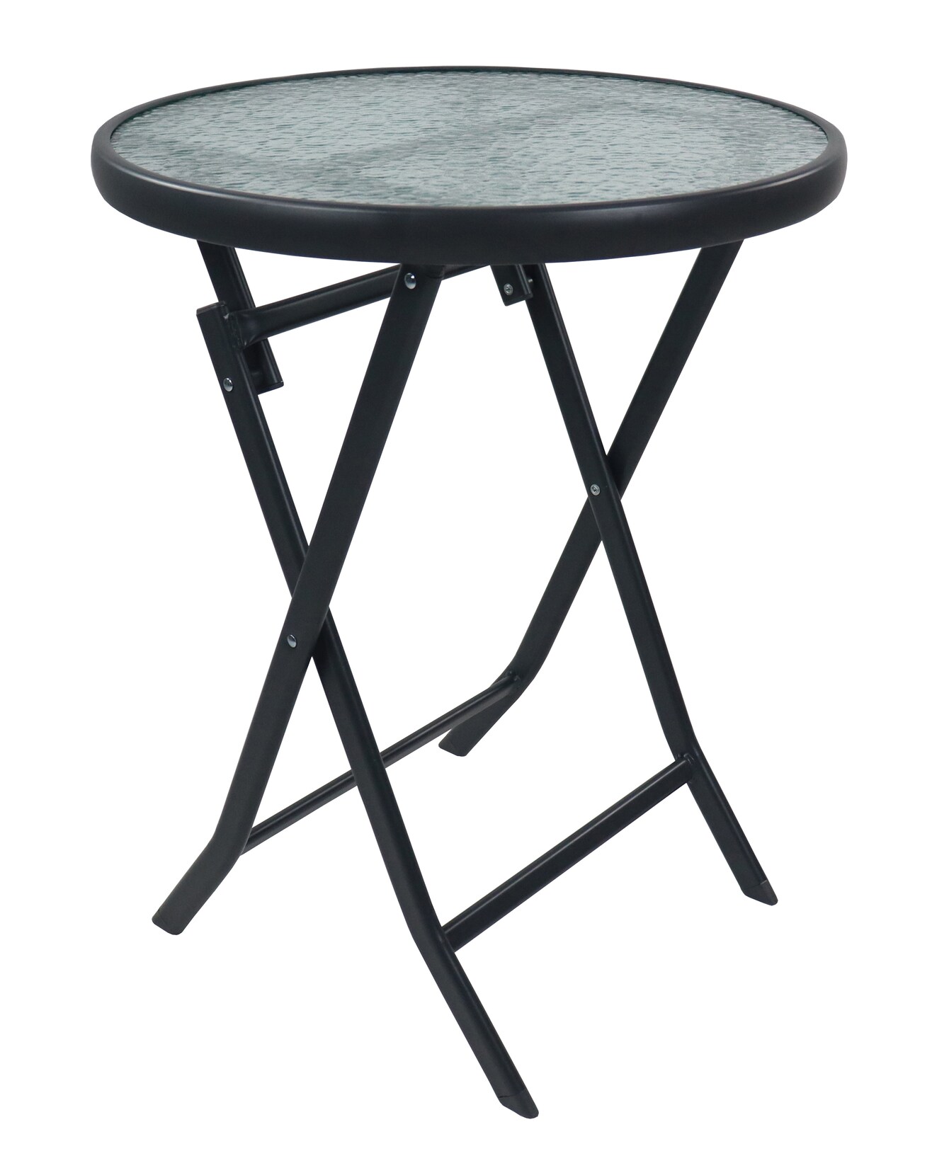 Gartentisch rund Ø 55 cm, Metall Tisch mit Glasplatte, klappbar, wetterbeständig, Balkontisch für den Garten oder Terrasse Outdoor – Sonlas