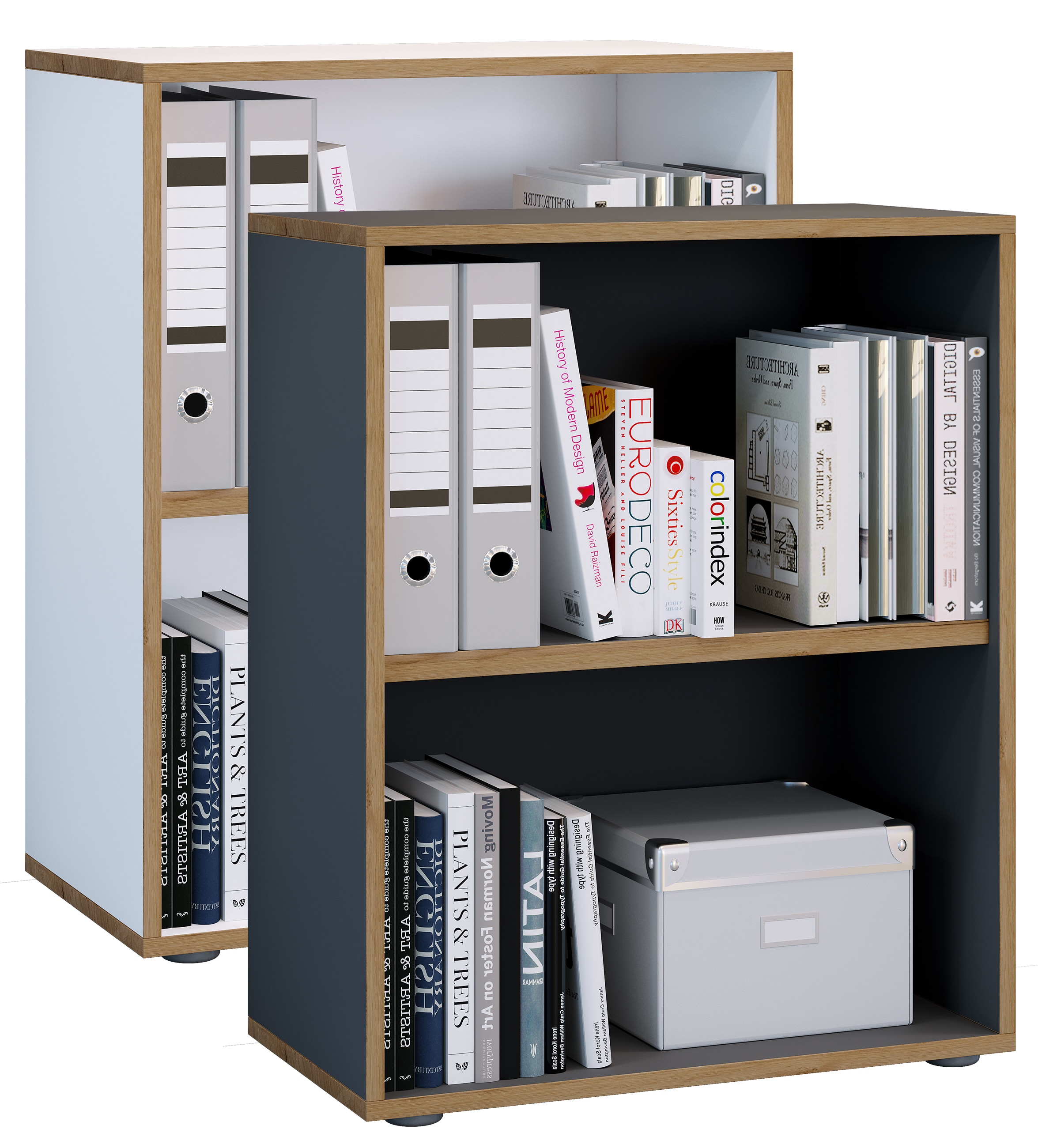 VCM Holzregal stehend | platzsparender Aktenschrank | Ma&szlig;e ca. H. 74 x B. 60 x T. 33 cm | Elegantes Regal | B&uuml;roregal &ndash; Salia 2fach B. 60 cm 