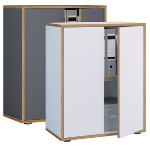 VCM Holz Büroschrank Ordner Aktenschrank Büromöbel Schrank Salia 2-fach Breite 60 cm Drehtüren 