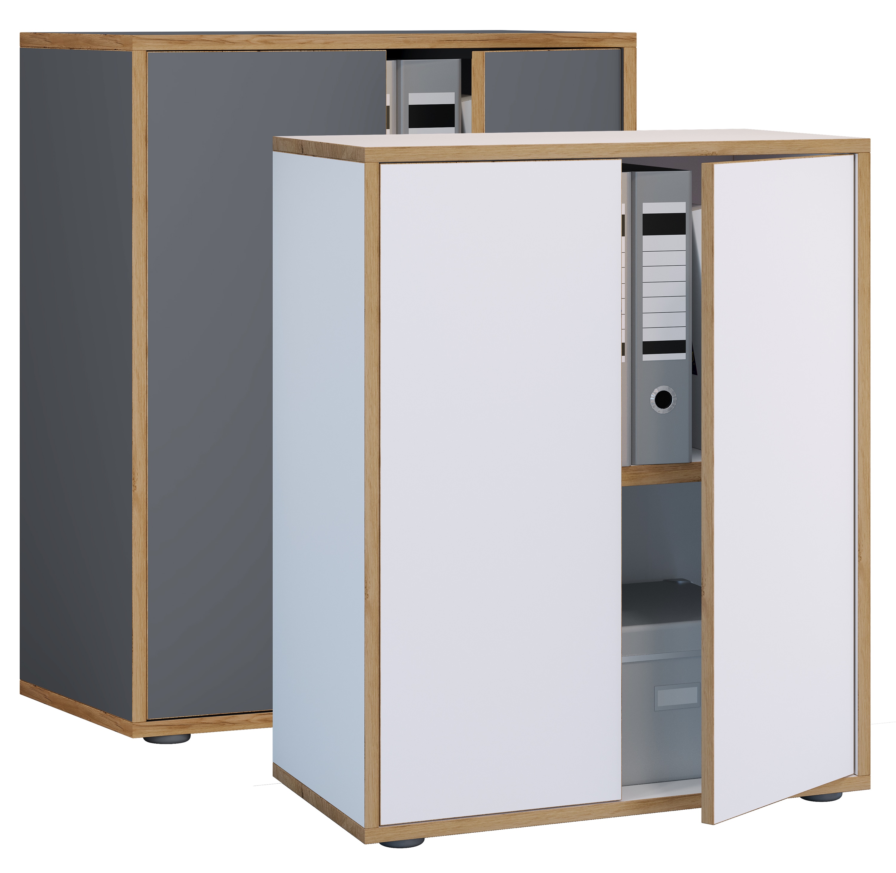 VCM Holz B&uuml;roschrank Ordner Aktenschrank B&uuml;rom&ouml;bel Schrank Salia 2-fach Breite 60 cm Dreht&uuml;ren 