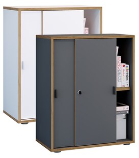 VCM Büroschrank mit 2 Fächern | moderner Aktenschrank mit Schiebetüren | Maße H. 74 x B. 60 x T. 37 cm – Salia 2-Fach 