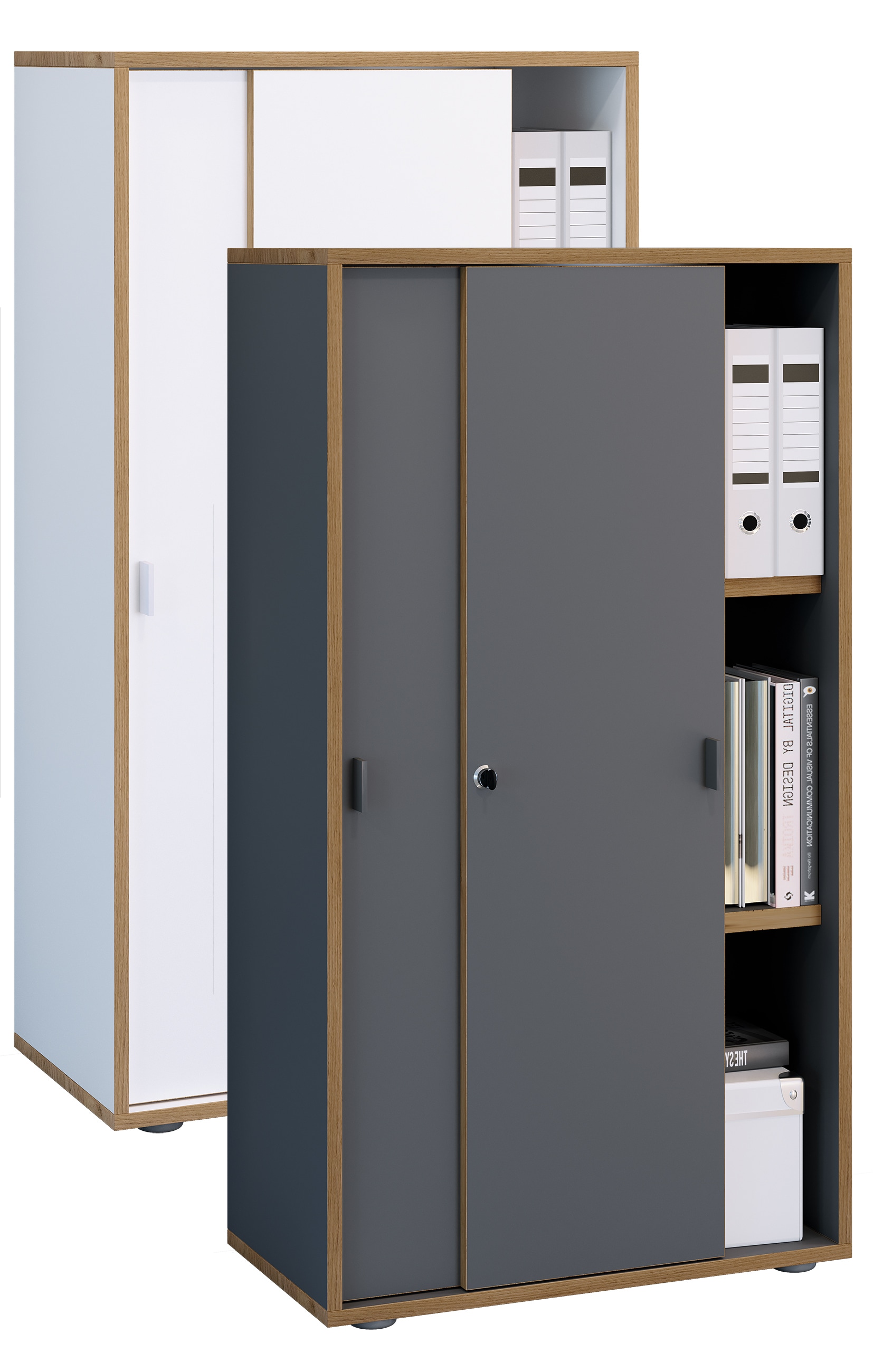 VCM B&uuml;roschrank mit 3 F&auml;chern | moderner Aktenschrank mit Schiebet&uuml;ren | Ma&szlig;e ca. H. 110 x B. 60 x T. 37 cm&ndash; Salia 3-Fach 