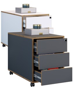 VCM Rollcontainer | Beistellcontainer mit drei Schubladen | Maße ca. H. 50 x B. 39 x T. 70 cm | Bürocontainer abschließbar - Salia 