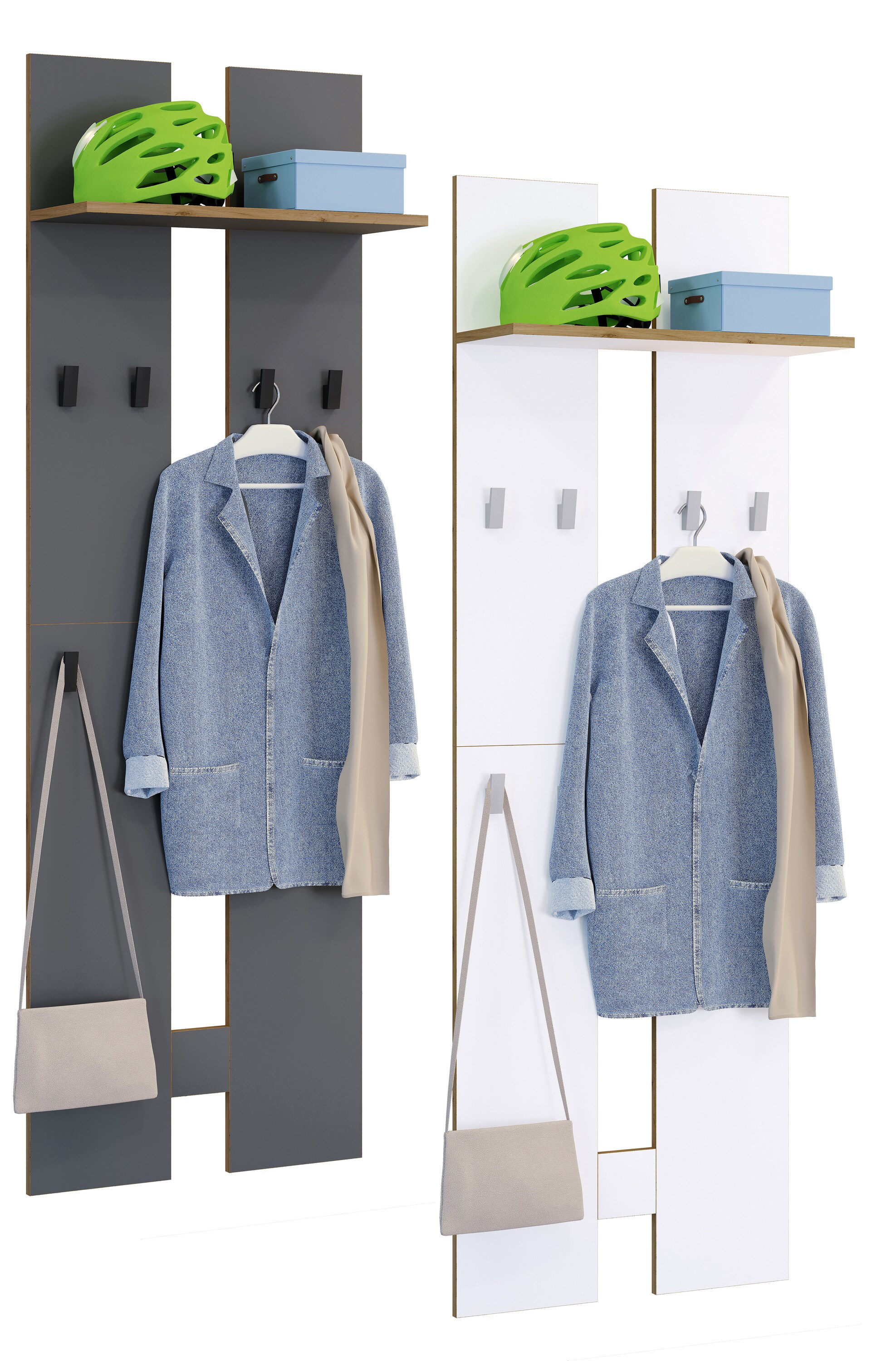 VCM Holz Garderoben-Set | Dielenm&ouml;bel | Ma&szlig;e pro Paneel: H. 170 x B. 57 x T. 20 cm | pro Paneel 4 Haken | praktische Hutablage - Salia L 