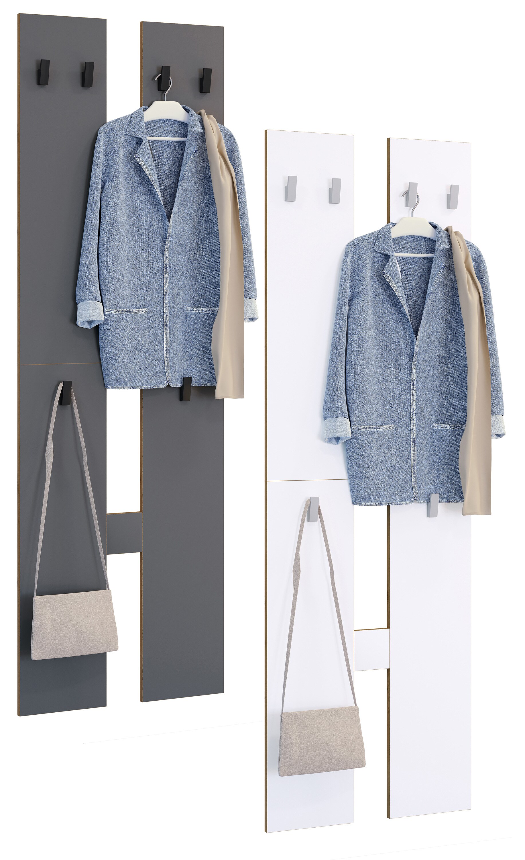 VCM Holz Garderoben-Set | Dielenm&ouml;bel | Ma&szlig;e pro Paneel: H. 140 x B. 57 x T. 2 cm | ja Paneel 4 Haken - Salia M 