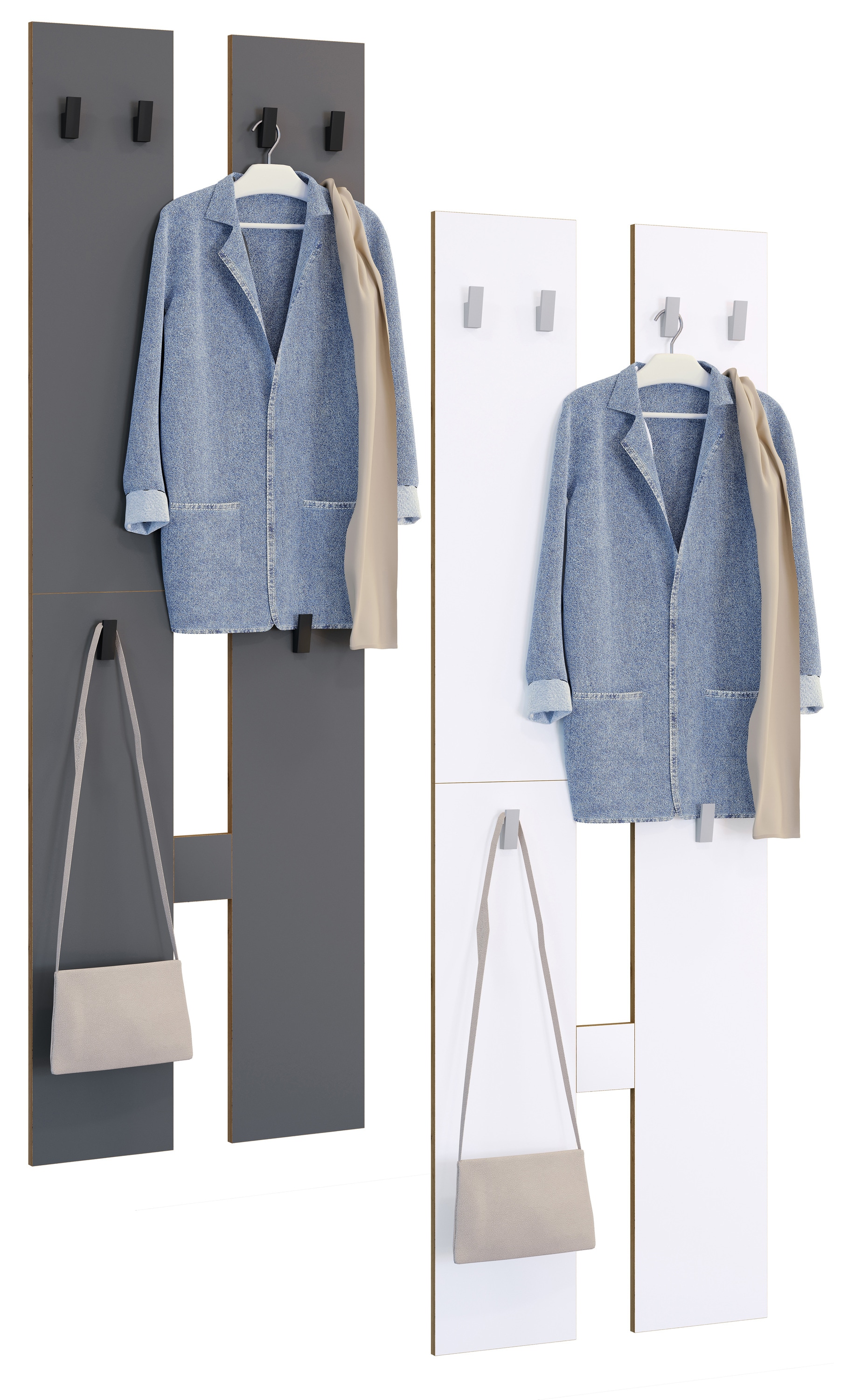 VCM Holz Garderoben-Set | Dielenm&ouml;bel | Ma&szlig;e pro Paneel: H. 140 x B. 57 x T. 2 cm | ja Paneel 4 Haken - Salia M 