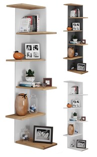 VCM Holzregal hängend | platzsparendes Regal | Maße: H. 140 x B. 37 x T. 37 cm | Elegantes Regal hängend | Aufbewahrungsregal | Bücherregal | Wandregal - Balos XL 