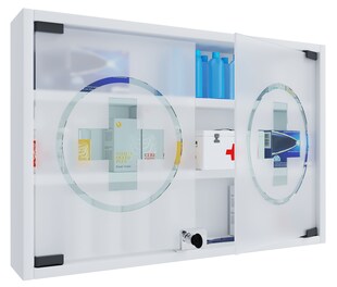 VCM Medizinschrank | Maße ca. H. 40 x B. 80 x T. 10 cm | Apothekerschrank abschließbar | hängend | Arzneischrank - Hustila L 