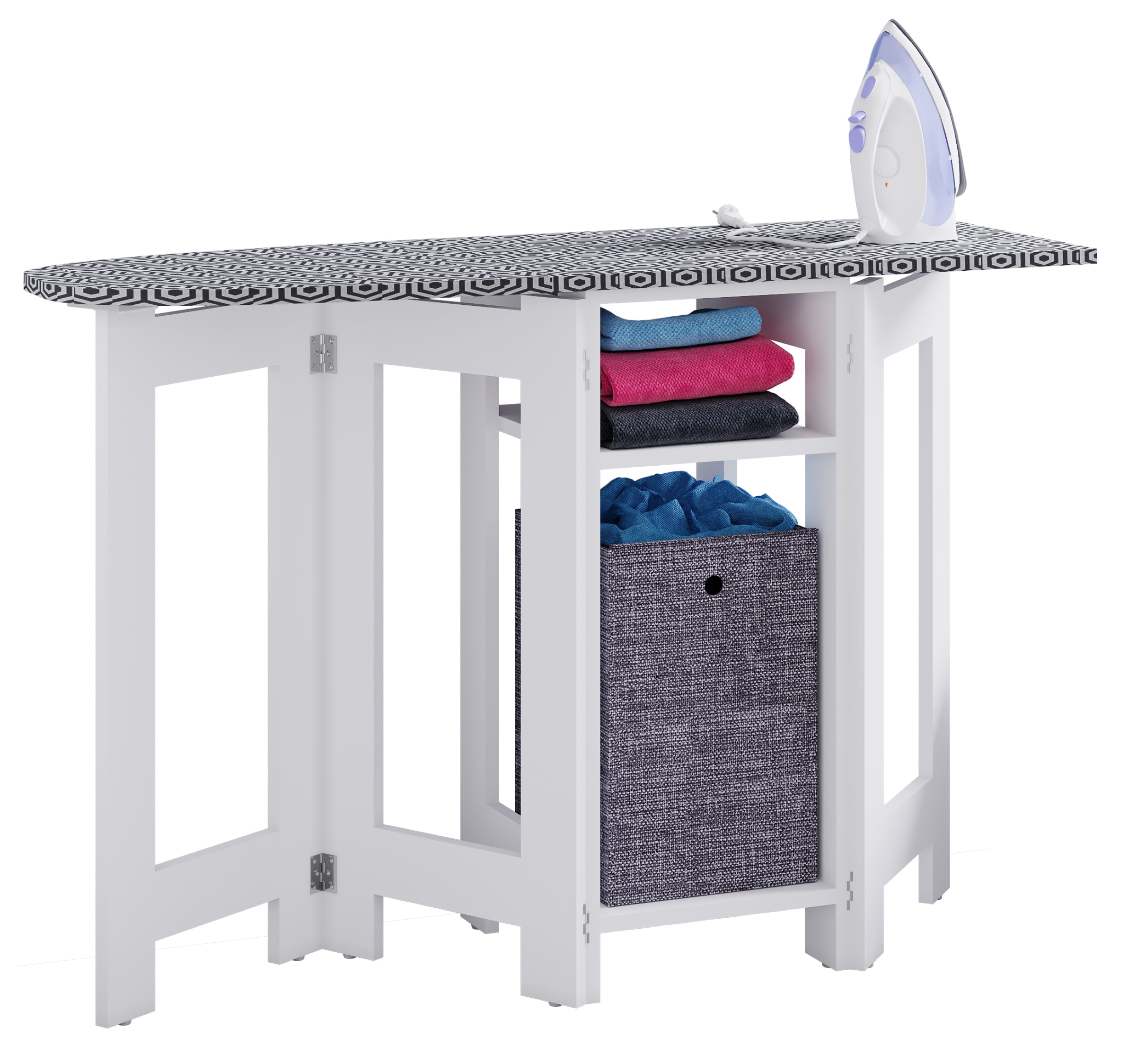 VCM Holz Kommode | B&uuml;gelbrett | B&uuml;gelschrank | Ma&szlig;e ca. H. 75  x B. 112 x T. 37 cm - Bigalos 