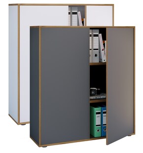 VCM Holz Büroschrank Ordner Aktenschrank Büromöbel Schrank Salia 3-fach Breite 100 cm Drehtüren 