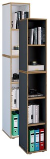 VCM Holzregal stehend | platzsparender Aktenschrank | Maße ca. B. 30 x H. 183 x T. 33 cm | Elegantes Regal | Büroregal – Salia 5fach B. 30 cm 
