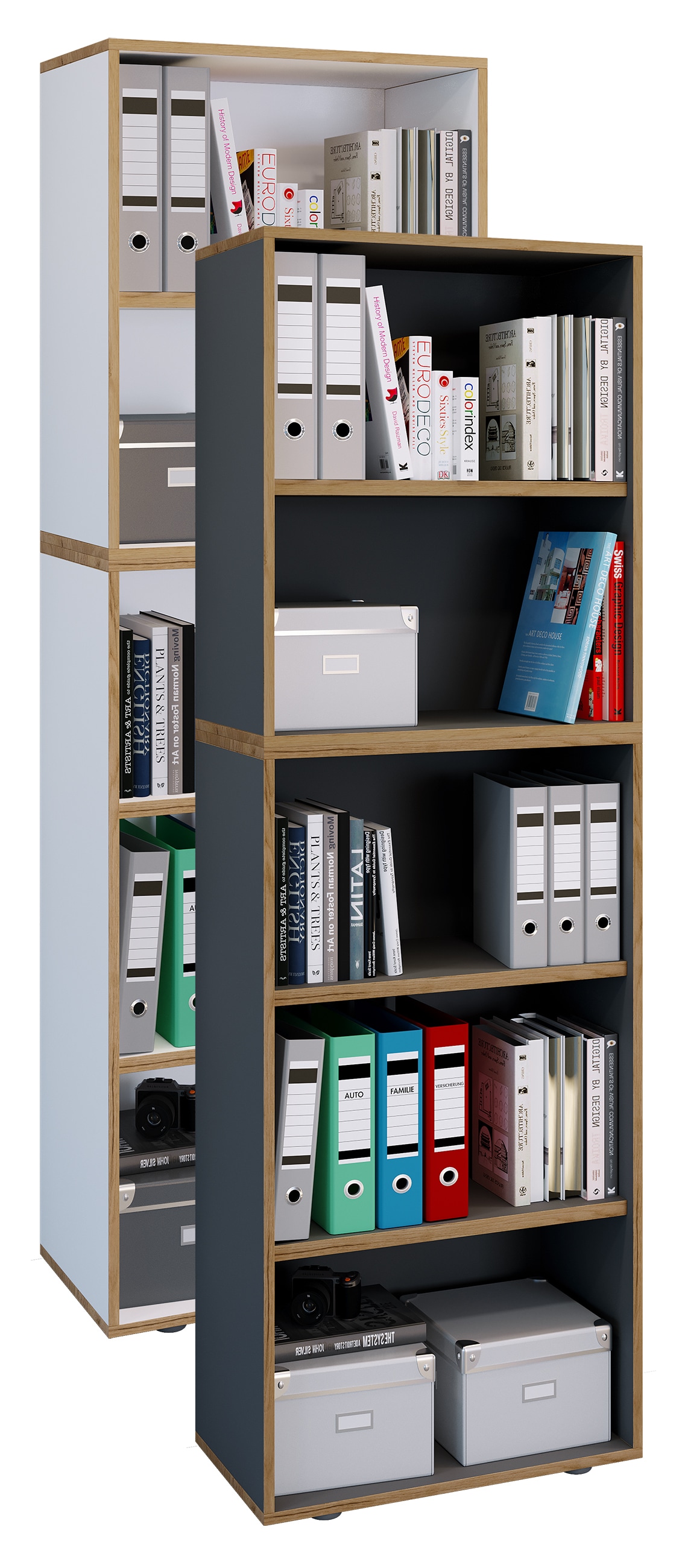 VCM Holzregal stehend | platzsparender Aktenschrank | Ma&szlig;e ca. B. 60 x H. 183 x T. 33 cm | Elegantes Regal | B&uuml;roregal &ndash; Salia 5fach B. 60 cm 