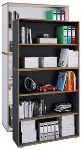 VCM Holzregal stehend | platzsparender Aktenschrank | Maße ca. B. 100 x H. 183 x T. 33 cm | Elegantes Regal | Büroregal – Salia 5fach B. 100 cm 